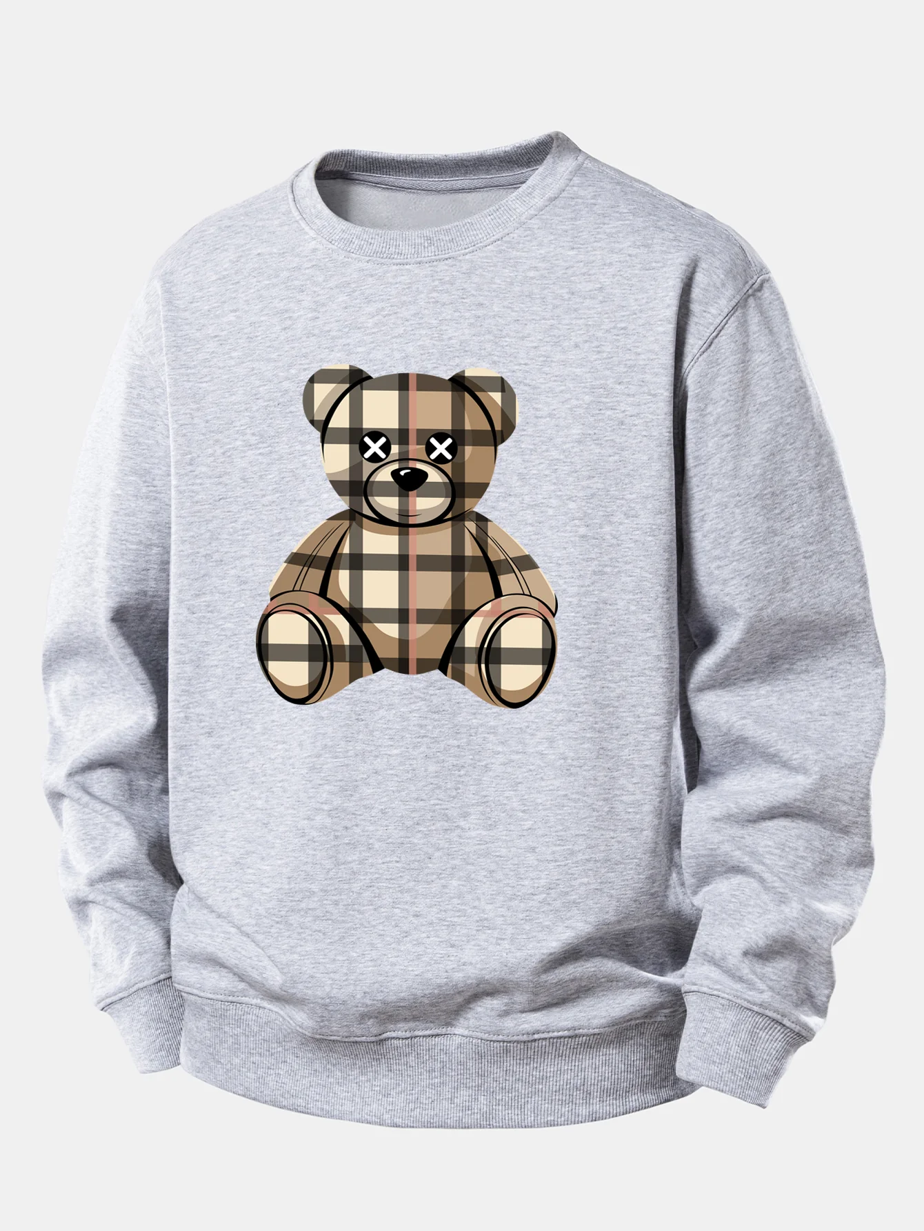 Checkered Bear Print Relax Fit Sweatshirt - Image 5
