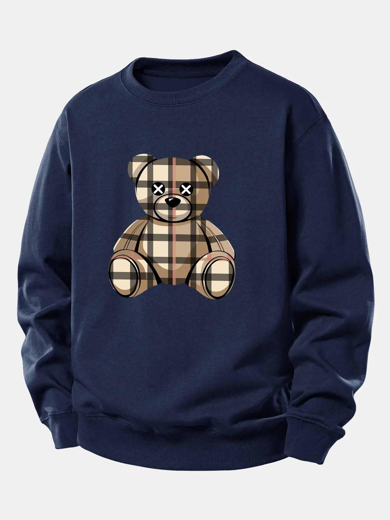 Checkered Bear Print Relax Fit Sweatshirt - Image 6