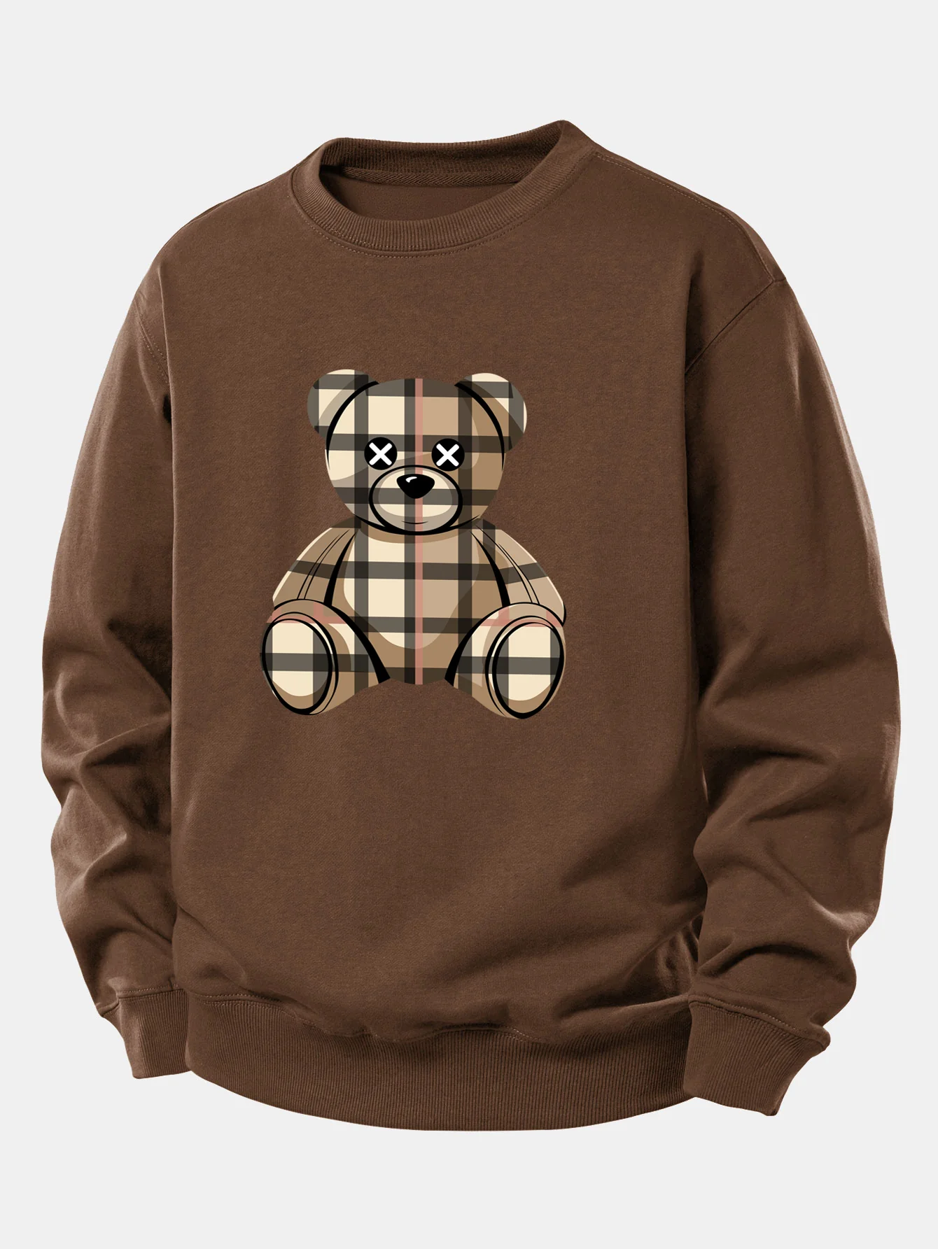 Checkered Bear Print Relax Fit Sweatshirt - Image 8