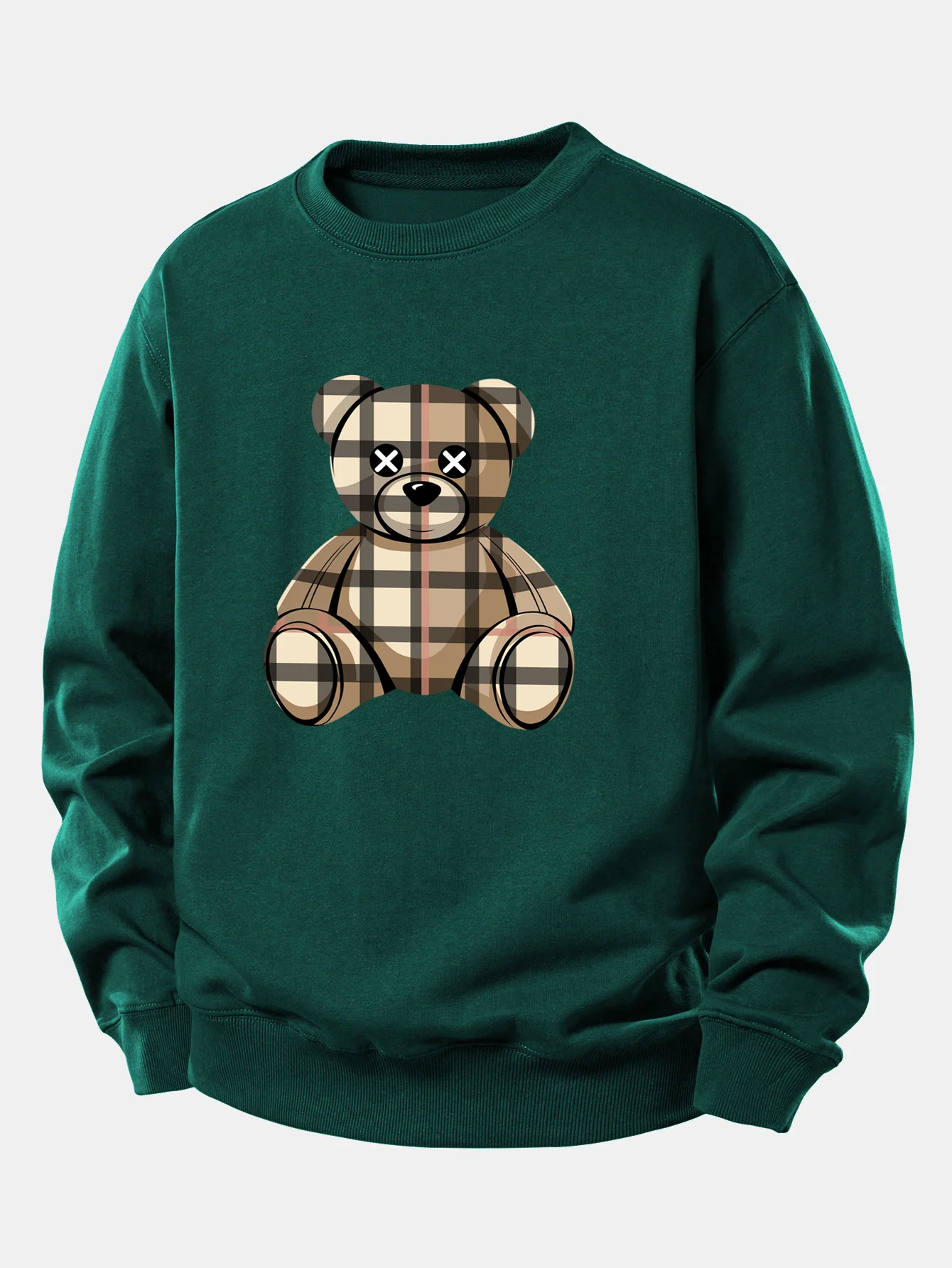 Checkered Bear Print Relax Fit Sweatshirt - Image 9