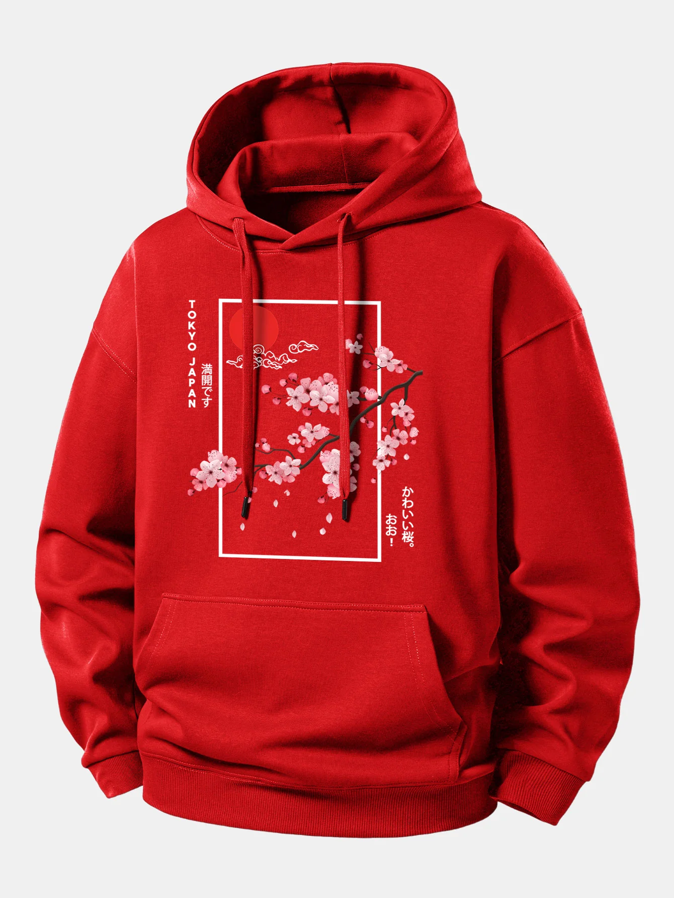 Cherry Blossom Slogan Print Relax Fit Hoodie - Image 11