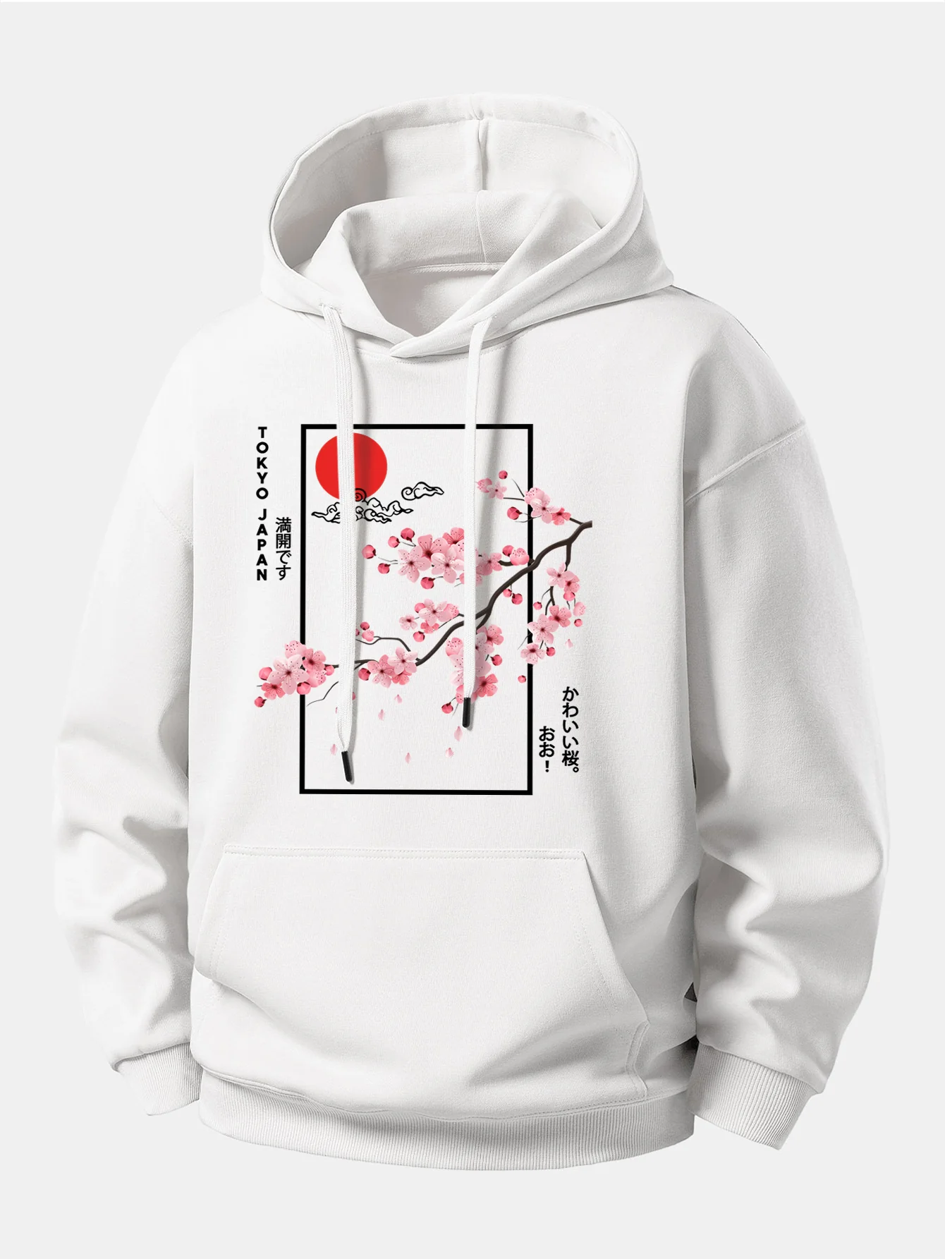 Cherry Blossom Slogan Print Relax Fit Hoodie - Image 2