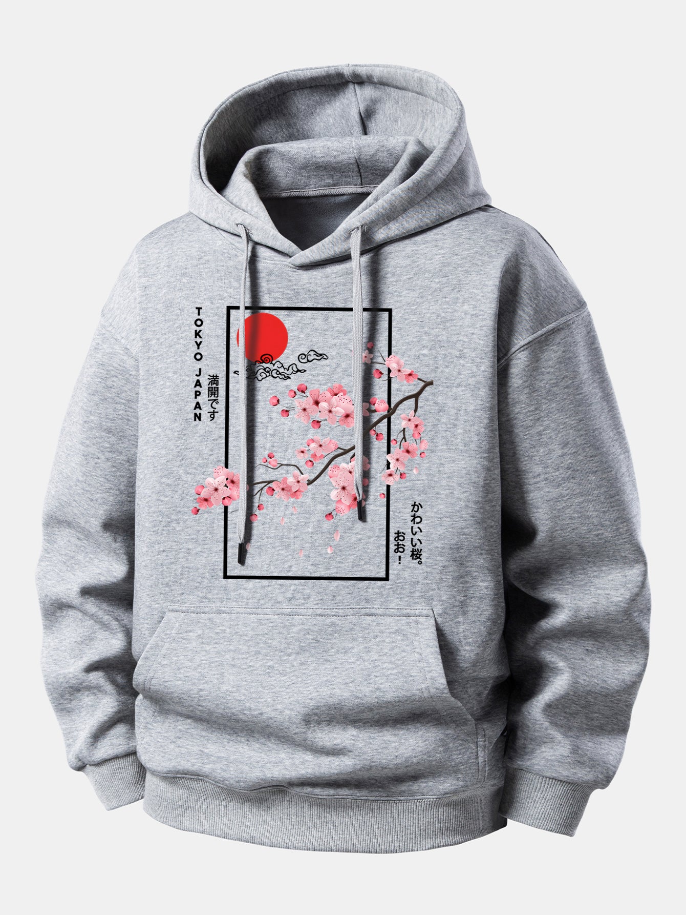 Cherry Blossom Slogan Print Relax Fit Hoodie - Image 5