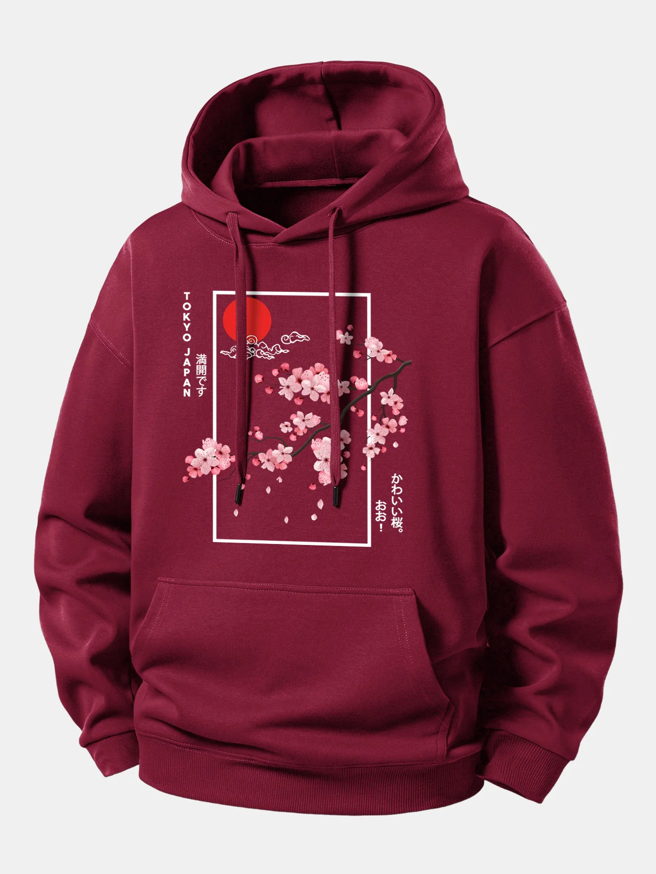Cherry Blossom Slogan Print Relax Fit Hoodie - Image 6
