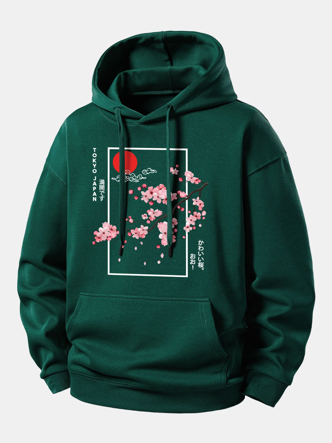 Cherry Blossom Slogan Print Relax Fit Hoodie - Image 7