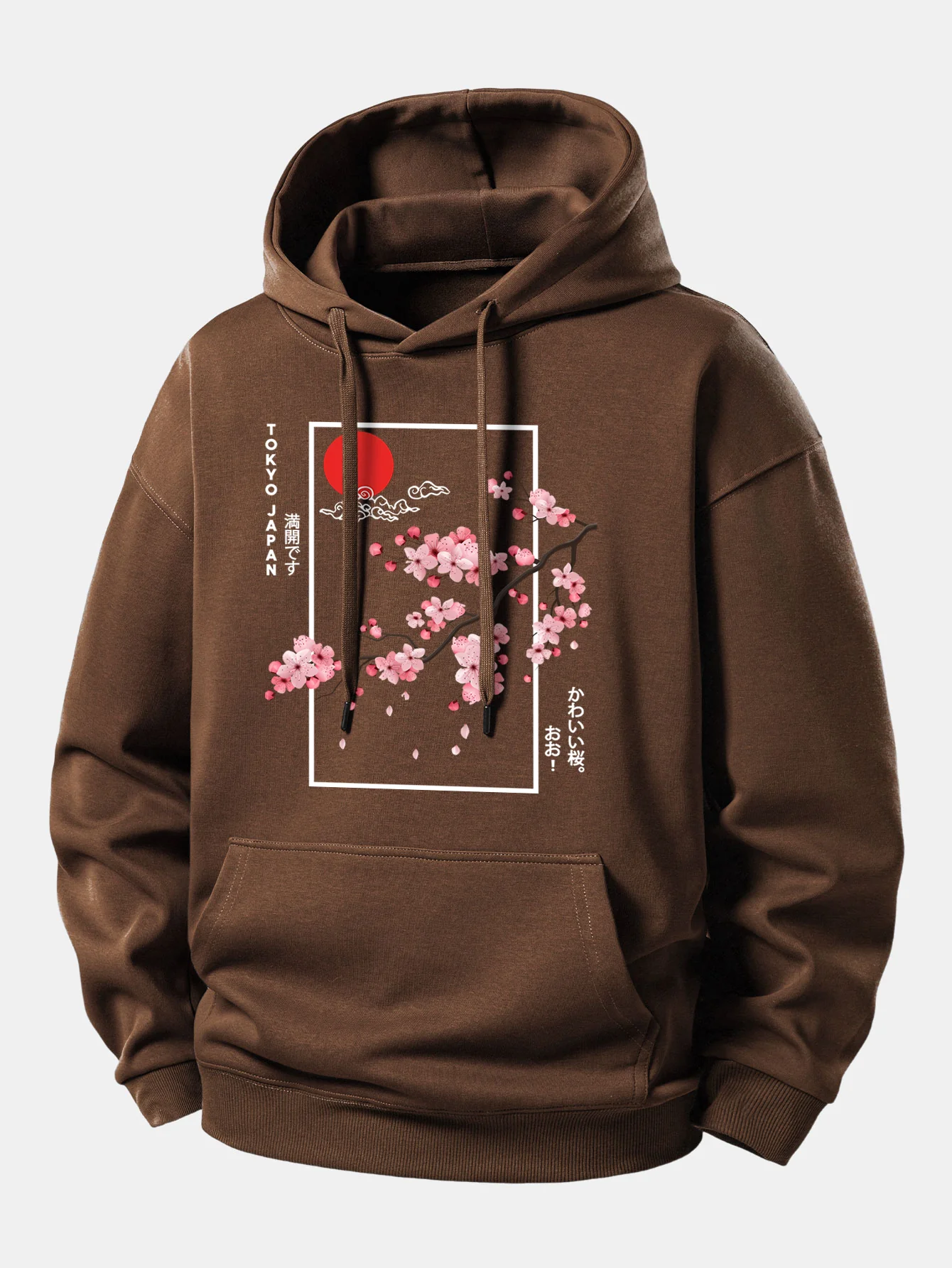 Cherry Blossom Slogan Print Relax Fit Hoodie - Image 8
