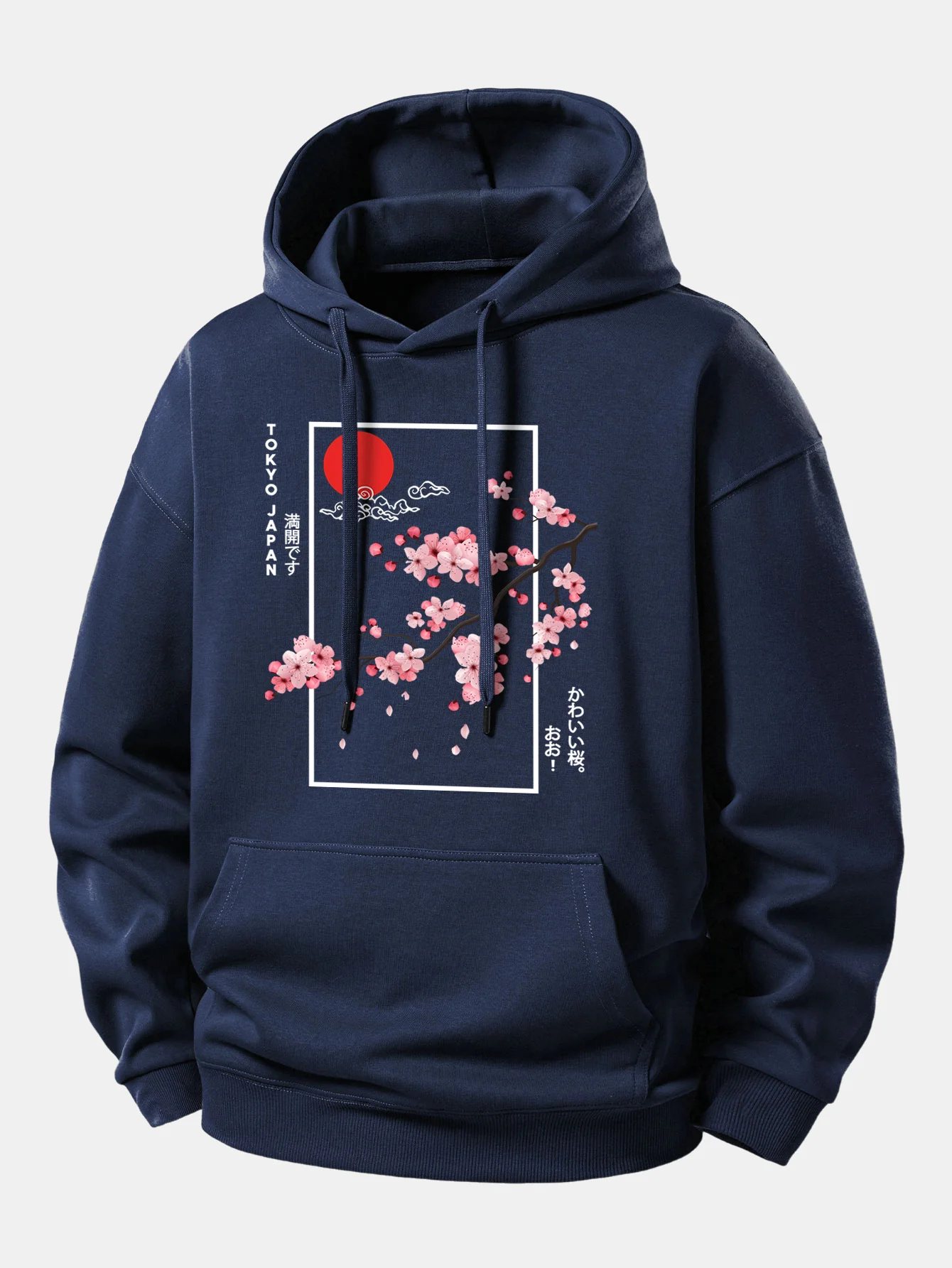 Cherry Blossom Slogan Print Relax Fit Hoodie - Image 9