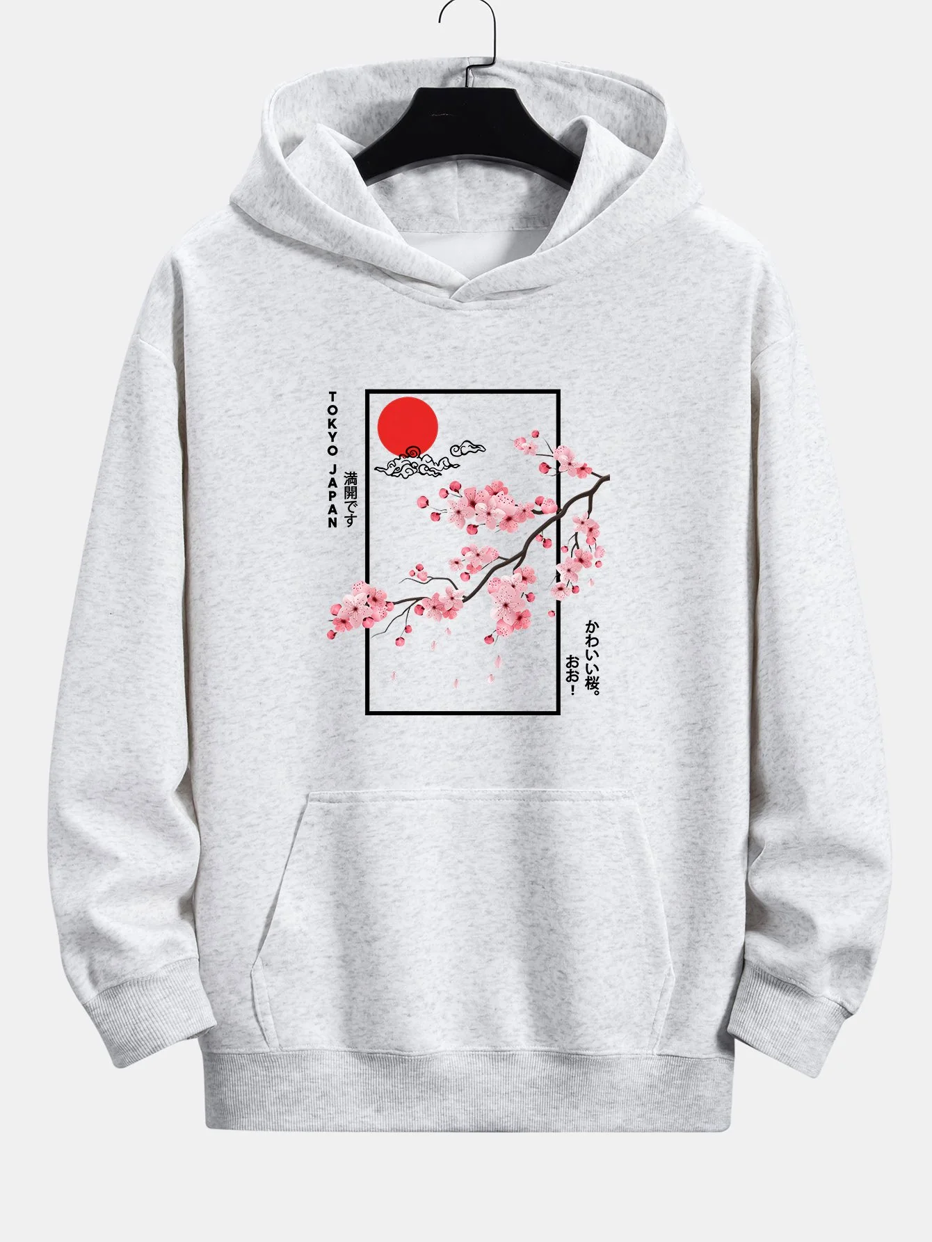Kirschblüten-Slogan-Druck Relaxed Fit Hoodie - Image 5