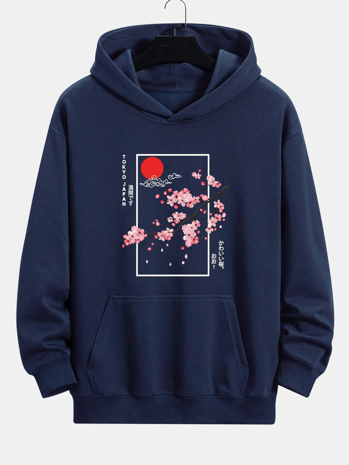 Kirschblüten-Slogan-Druck Relaxed Fit Hoodie - Image 6