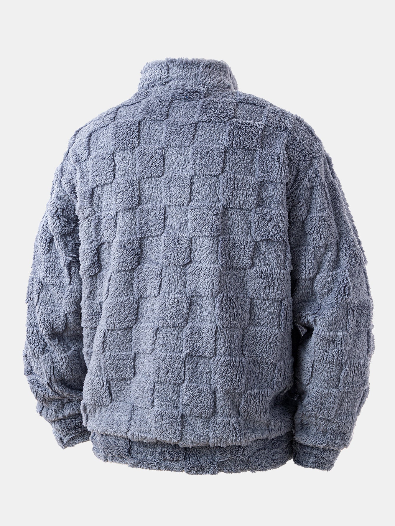Chessboard Jacquard Teddy Quarter Zip Sweatshirt - Image 2