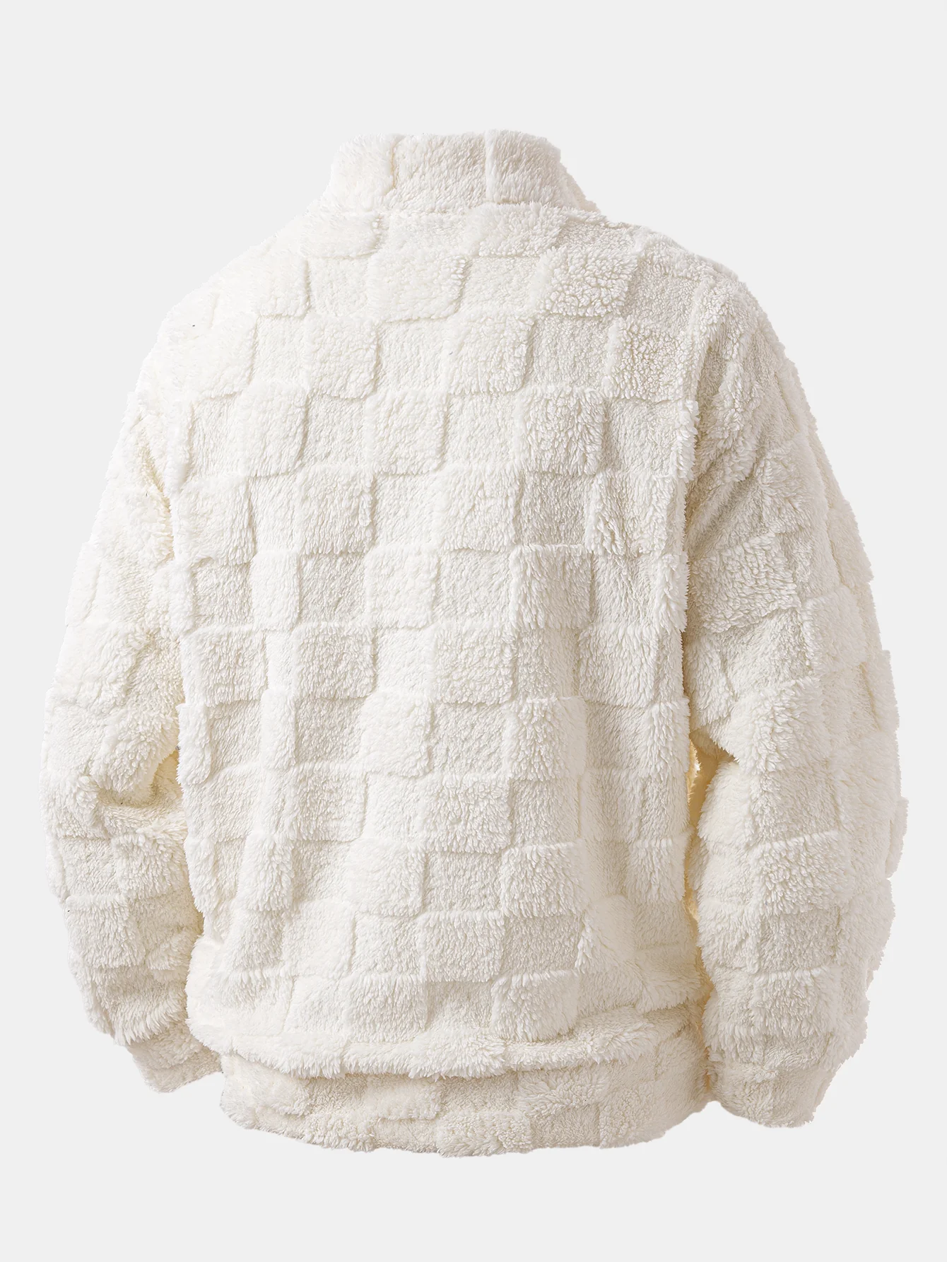 Chessboard Jacquard Teddy Quarter Zip Sweatshirt - Image 4
