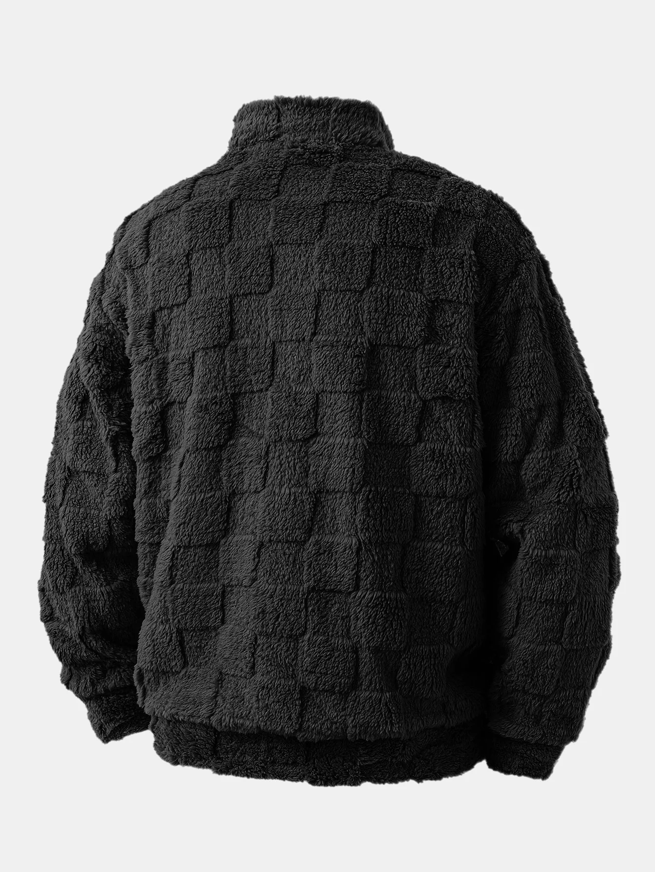 Chessboard Jacquard Teddy Quarter Zip Sweatshirt - Image 6
