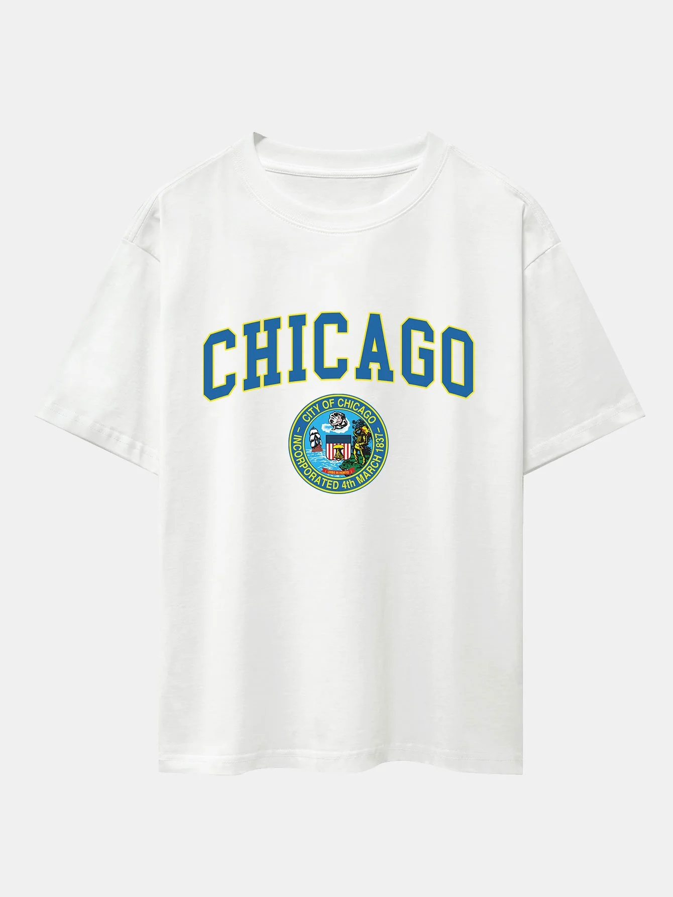 Chicago Wappen Druck Drop Shoulder Oversize T-Shirt - Image 3