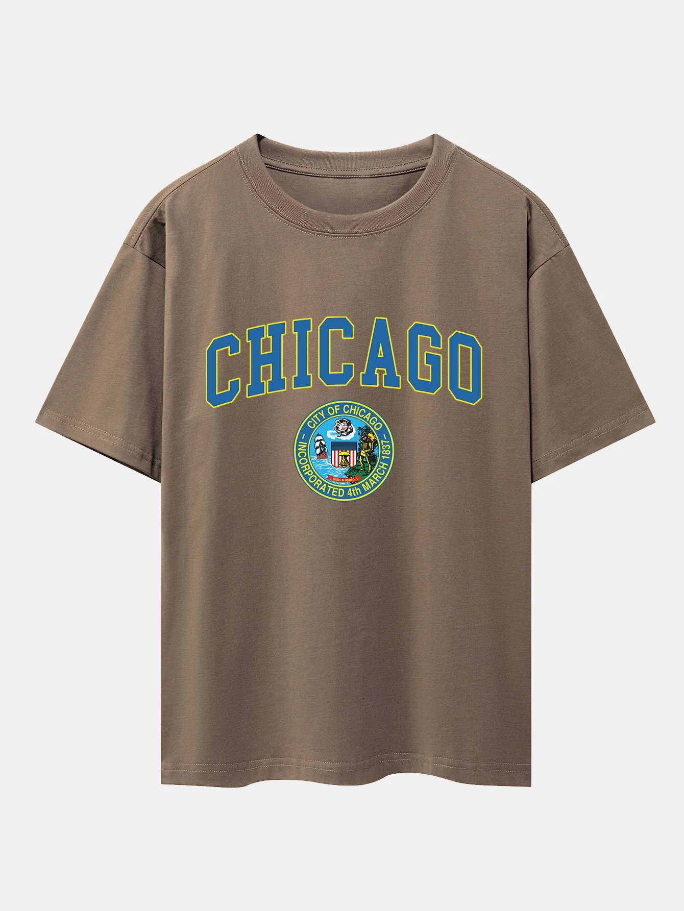 Chicago Wappen Druck Drop Shoulder Oversize T-Shirt - Image 5