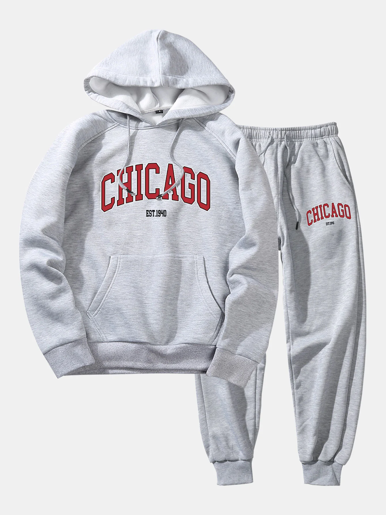 Chicago Buchstaben Druck Hoodie & Jogginghose - Image 3