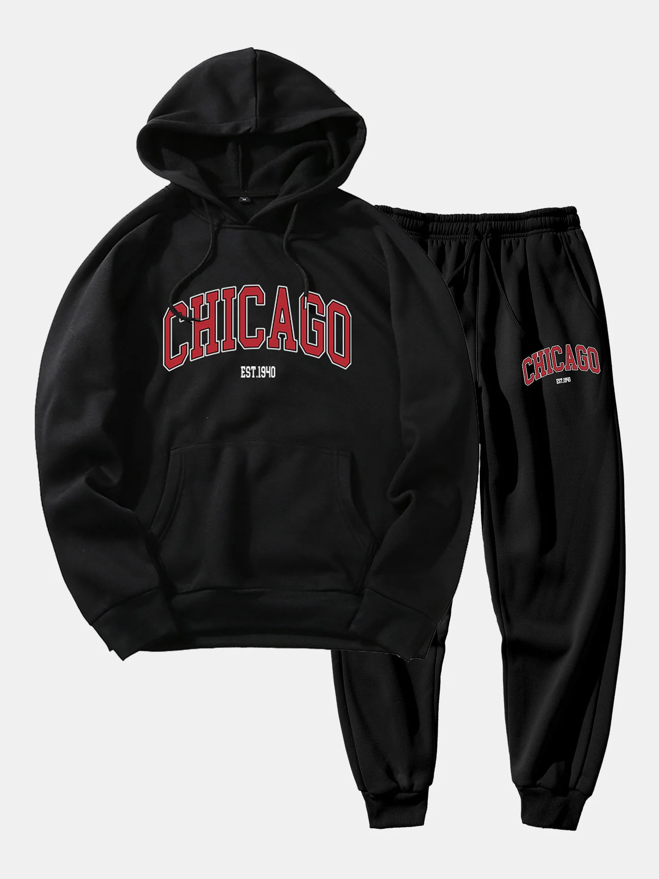 Chicago Buchstaben Druck Hoodie & Jogginghose - Image 4