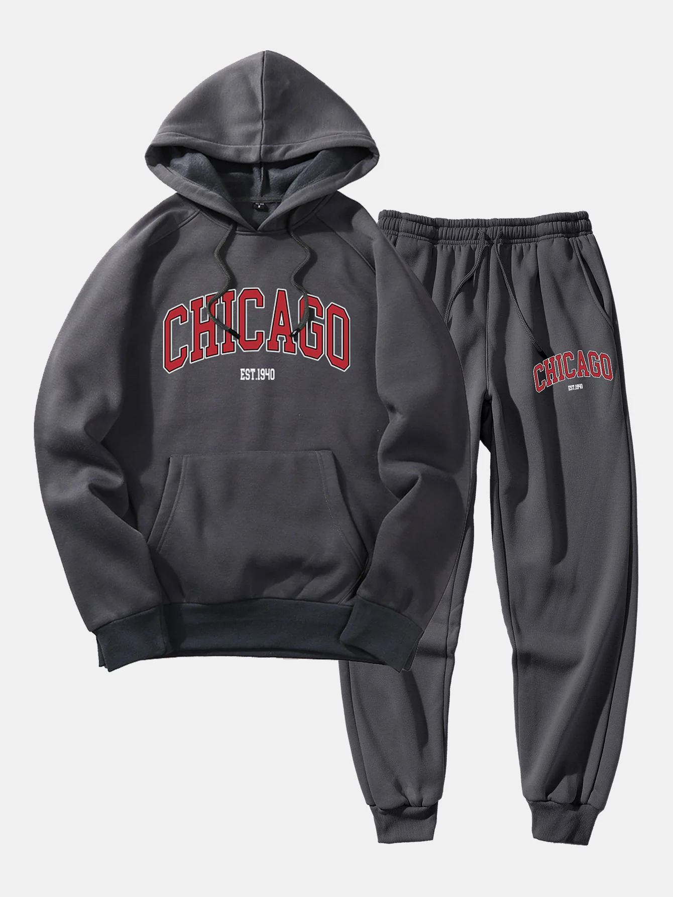 Chicago Buchstaben Druck Hoodie & Jogginghose - Image 5