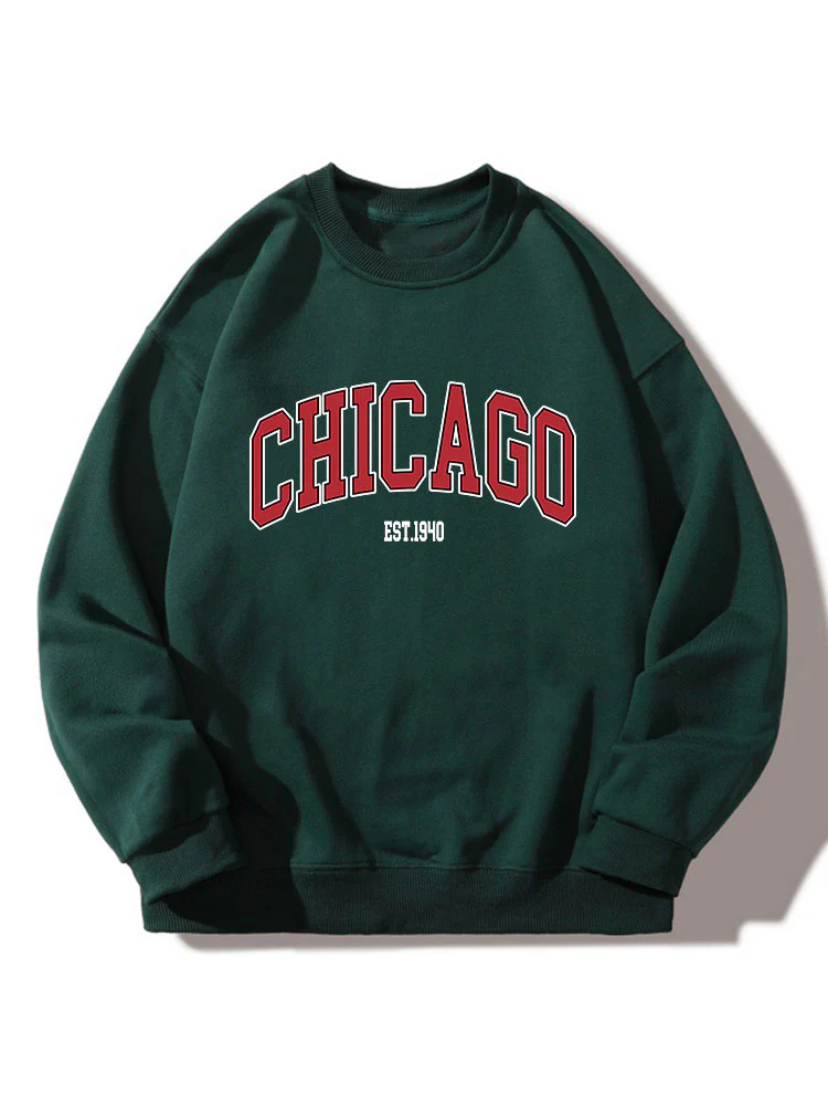 Chicago Print Crew Neck Relaxed Sweatshirt - Image 3