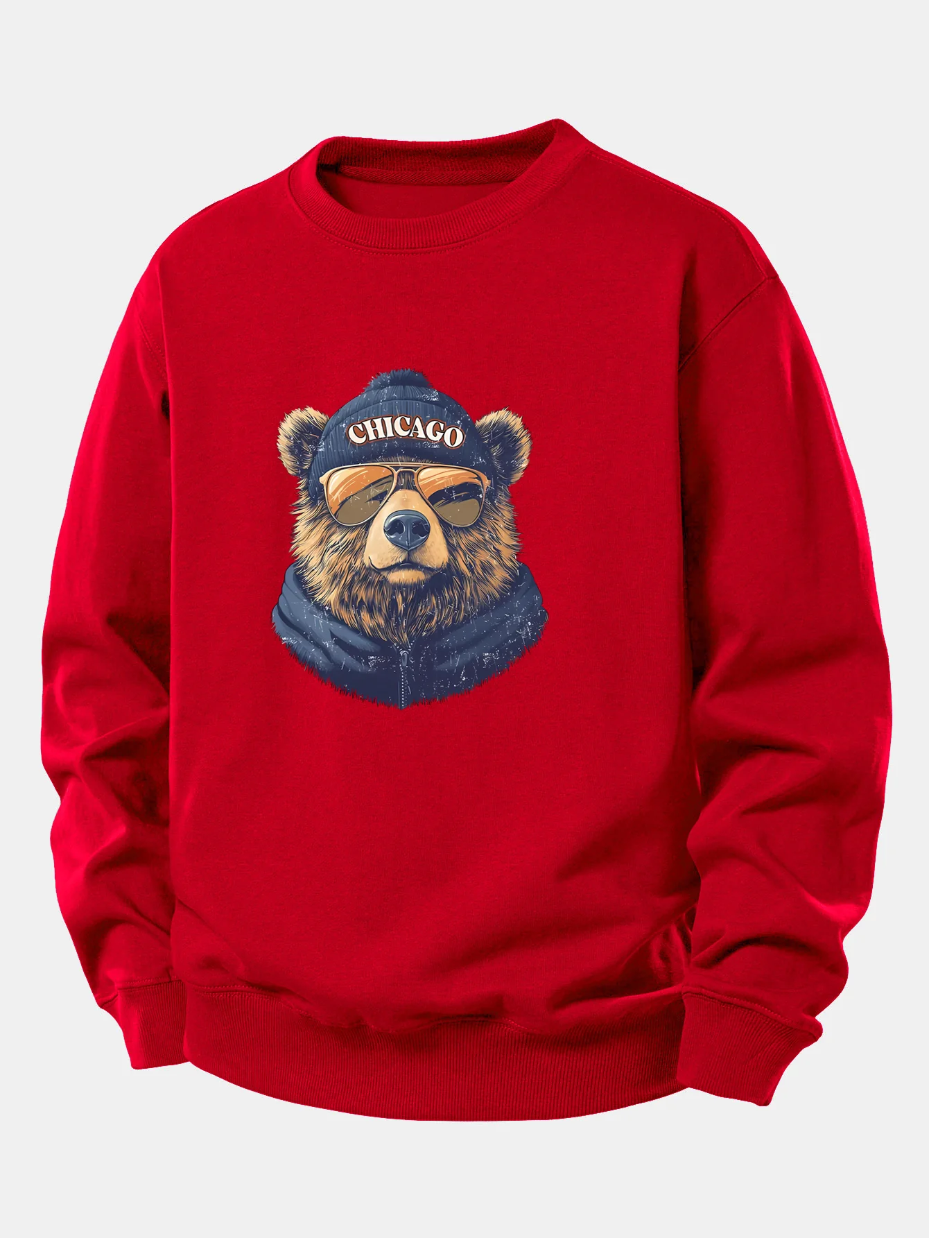 Chicago Sunglasses Bear Print Relax Fit Sweatshirt - Image 10