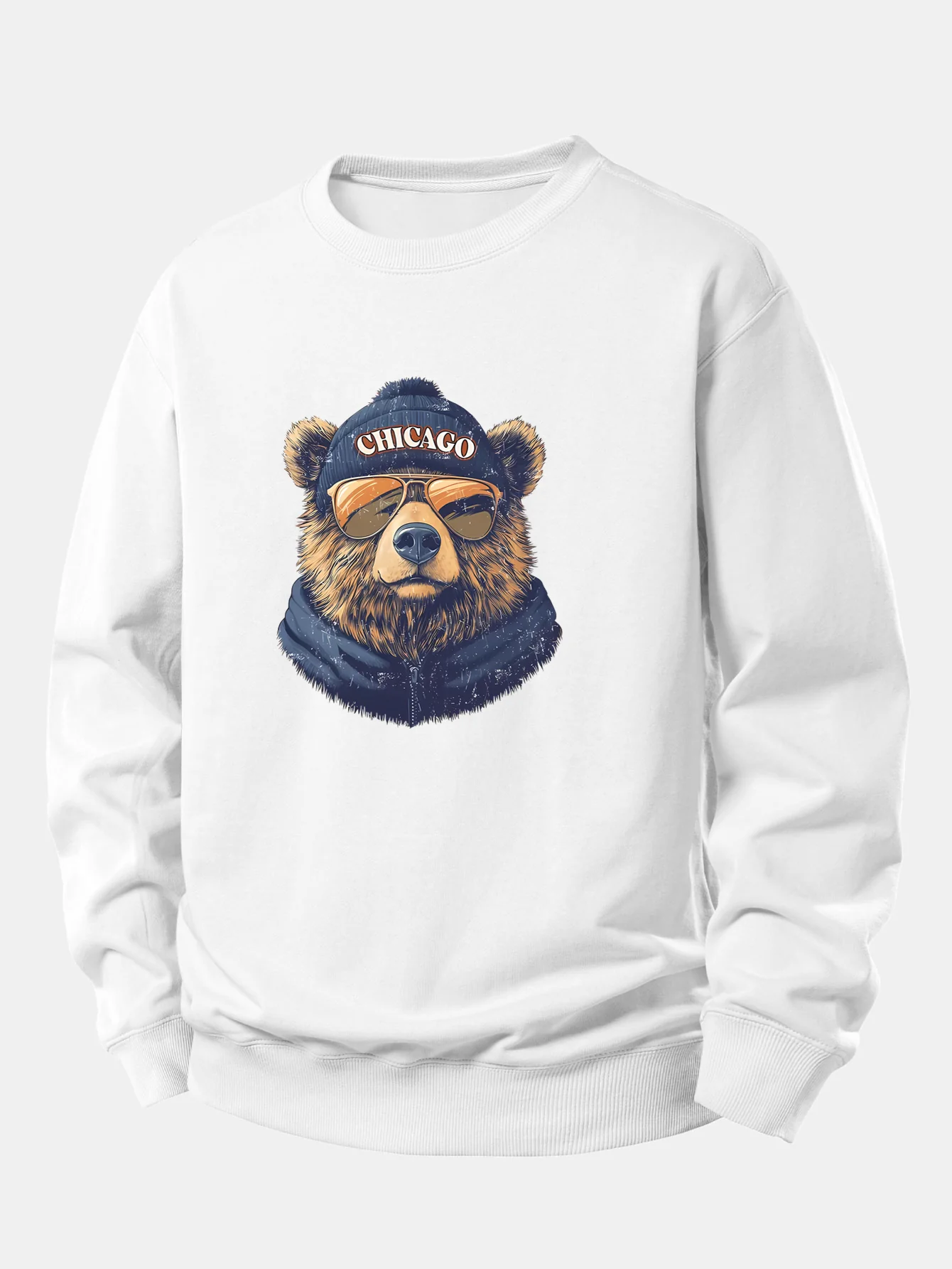 Chicago Sunglasses Bear Print Relax Fit Sweatshirt - Image 3