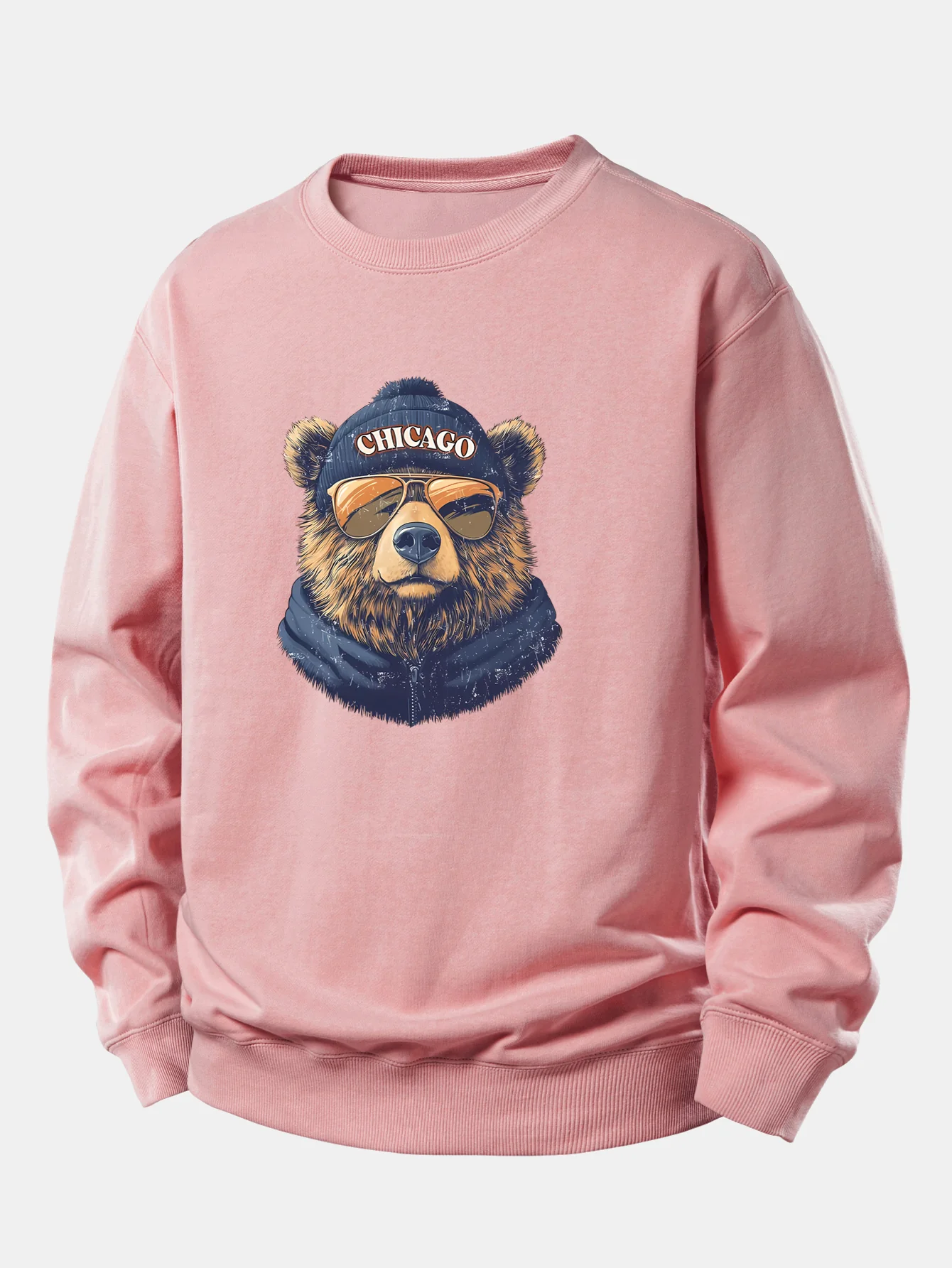 Chicago Sunglasses Bear Print Relax Fit Sweatshirt - Image 4