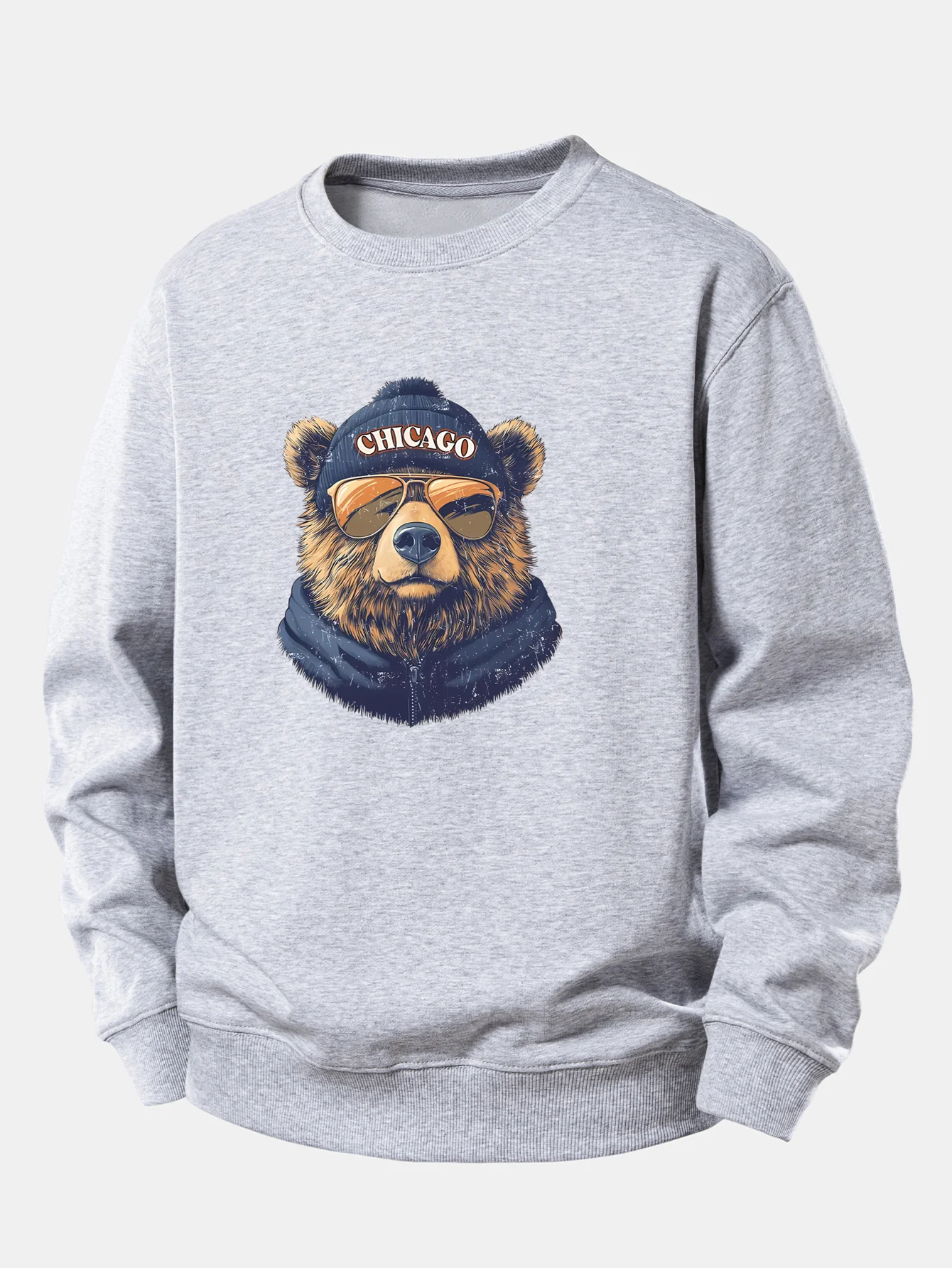 Chicago Sunglasses Bear Print Relax Fit Sweatshirt - Image 5