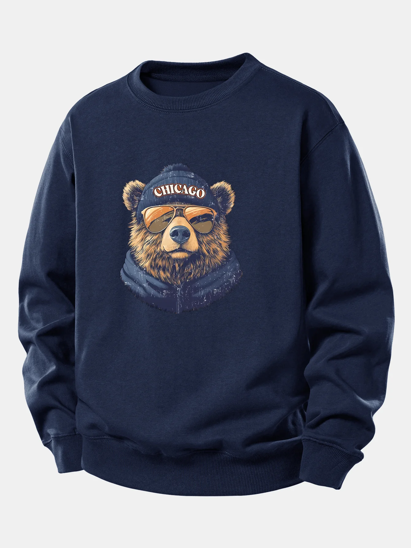 Chicago Sunglasses Bear Print Relax Fit Sweatshirt - Image 6