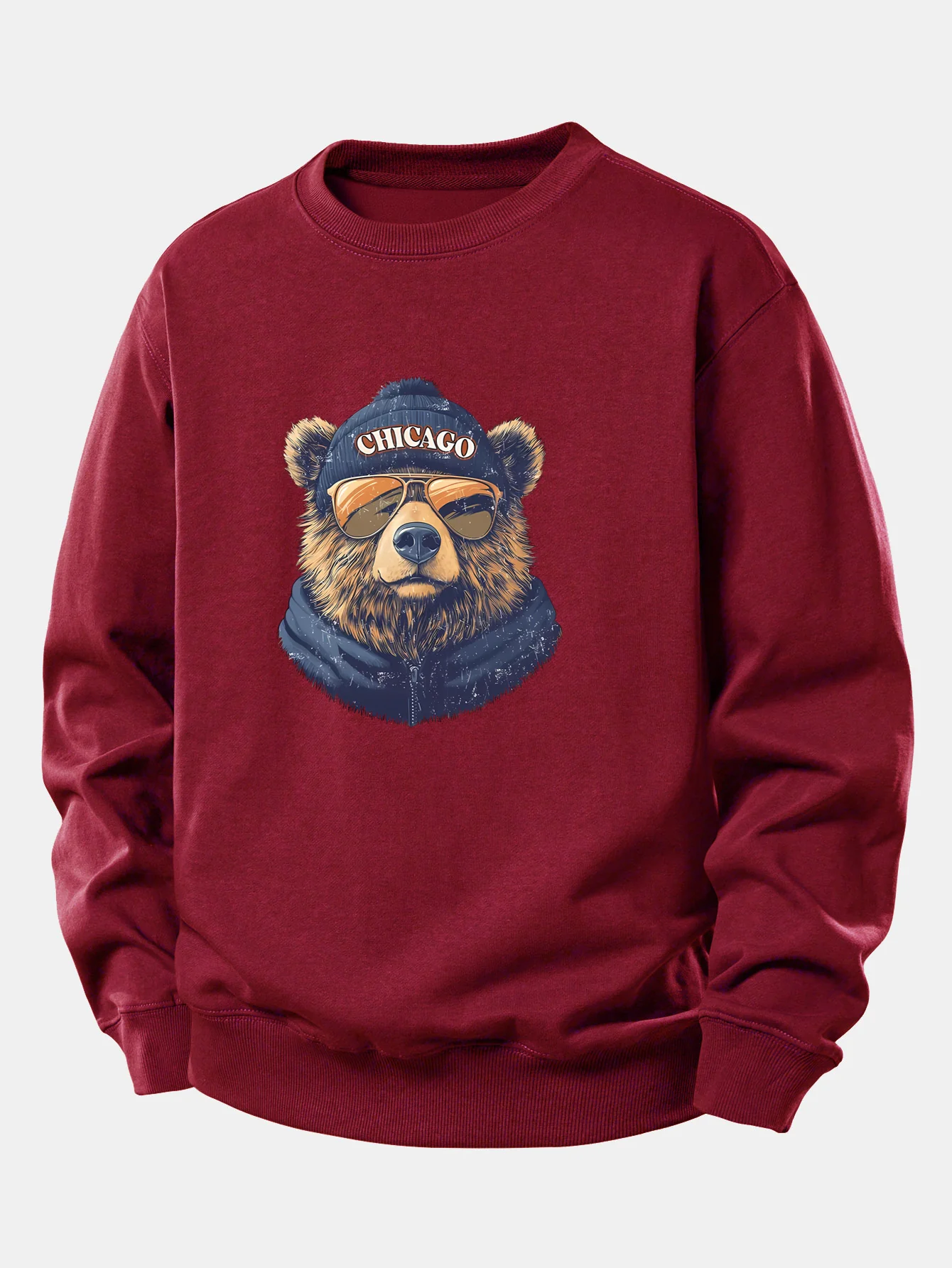 Chicago Sunglasses Bear Print Relax Fit Sweatshirt - Image 7