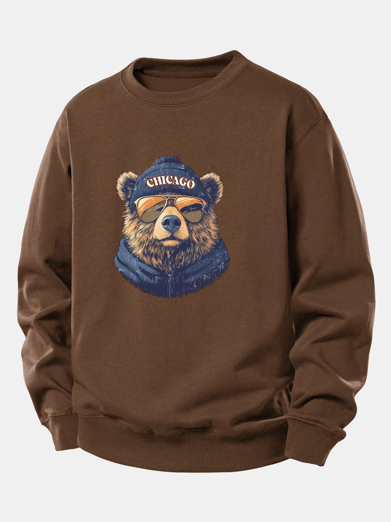 Chicago Sunglasses Bear Print Relax Fit Sweatshirt - Image 8
