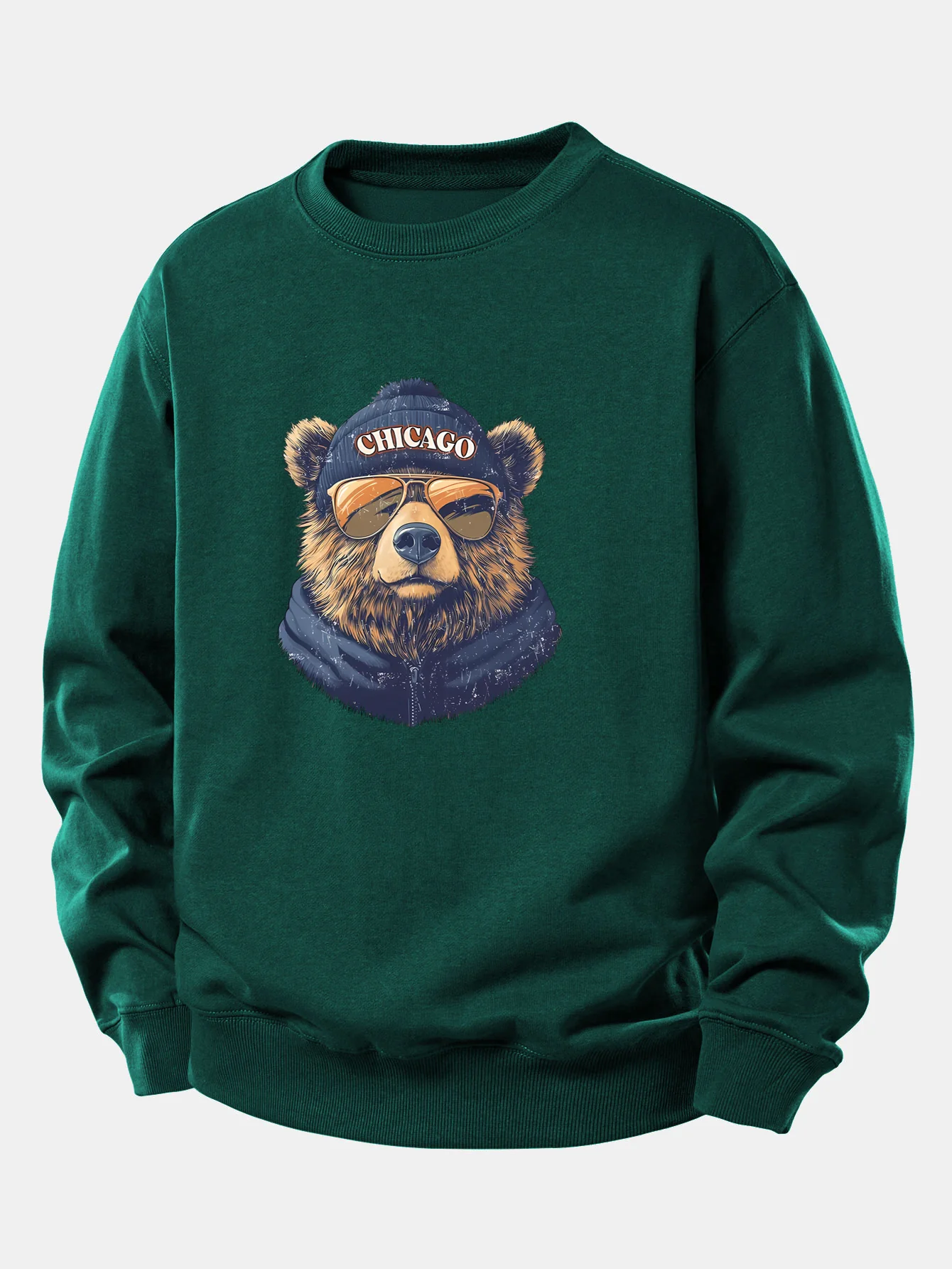 Chicago Sunglasses Bear Print Relax Fit Sweatshirt - Image 9