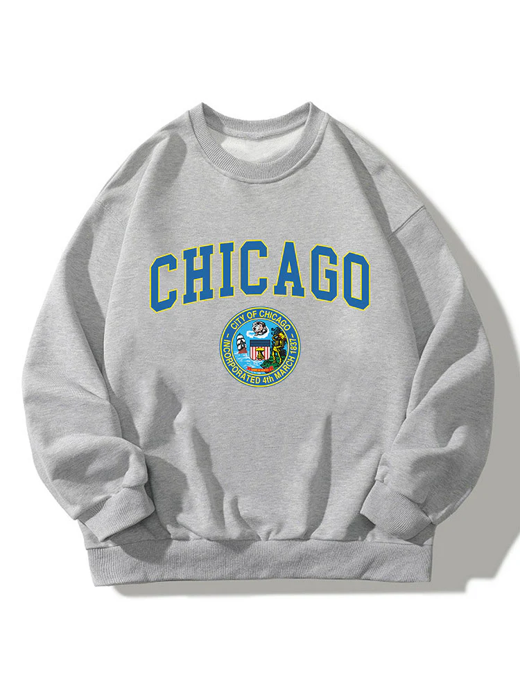 Chicagp Print Entspanntes Sweatshirt - Image 3