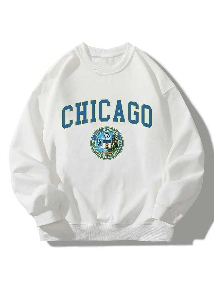 Chicagp Print Entspanntes Sweatshirt - Image 5