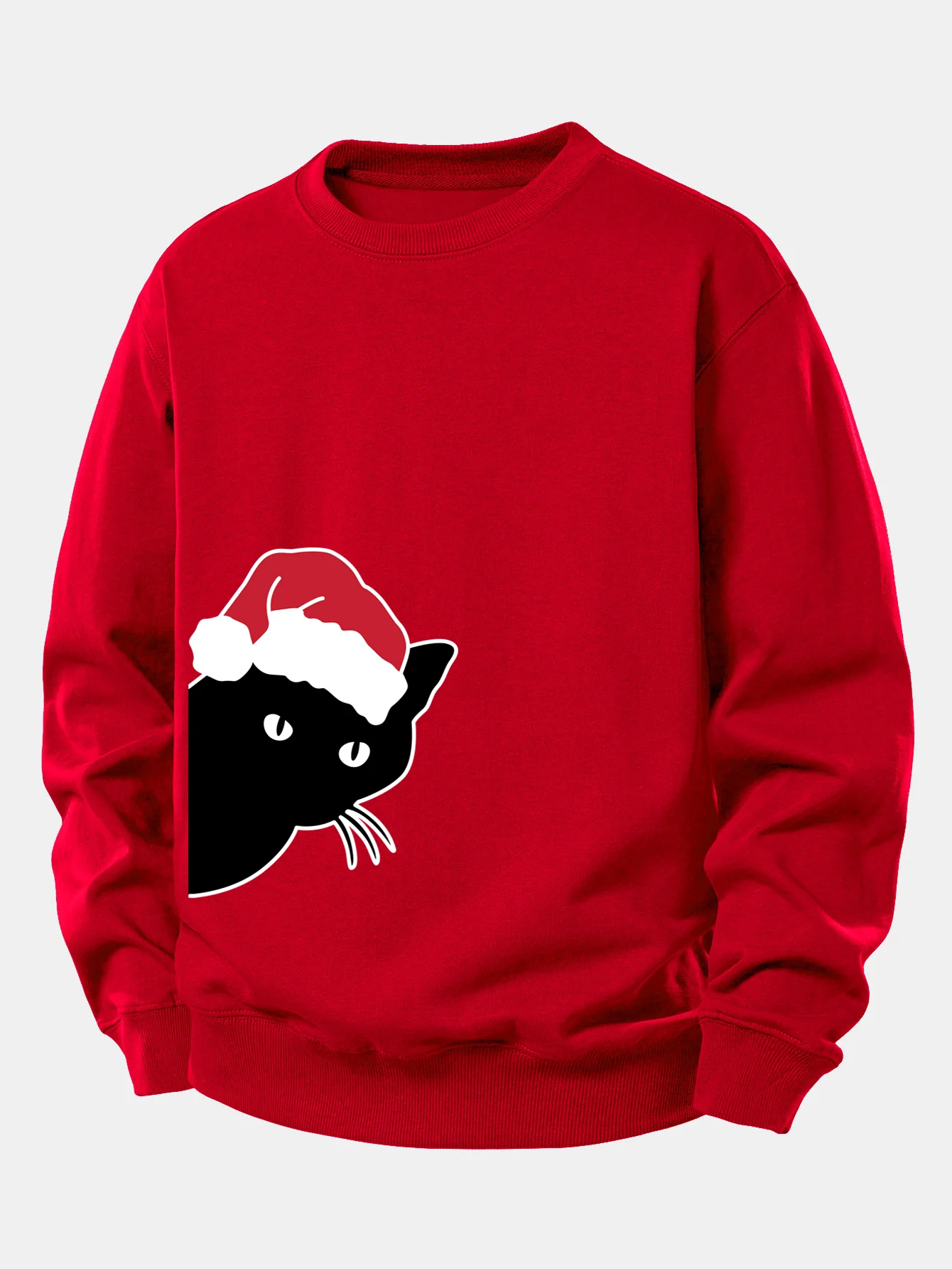 Christmas Black Cat Print Relax Fit Sweatshirt - Image 10