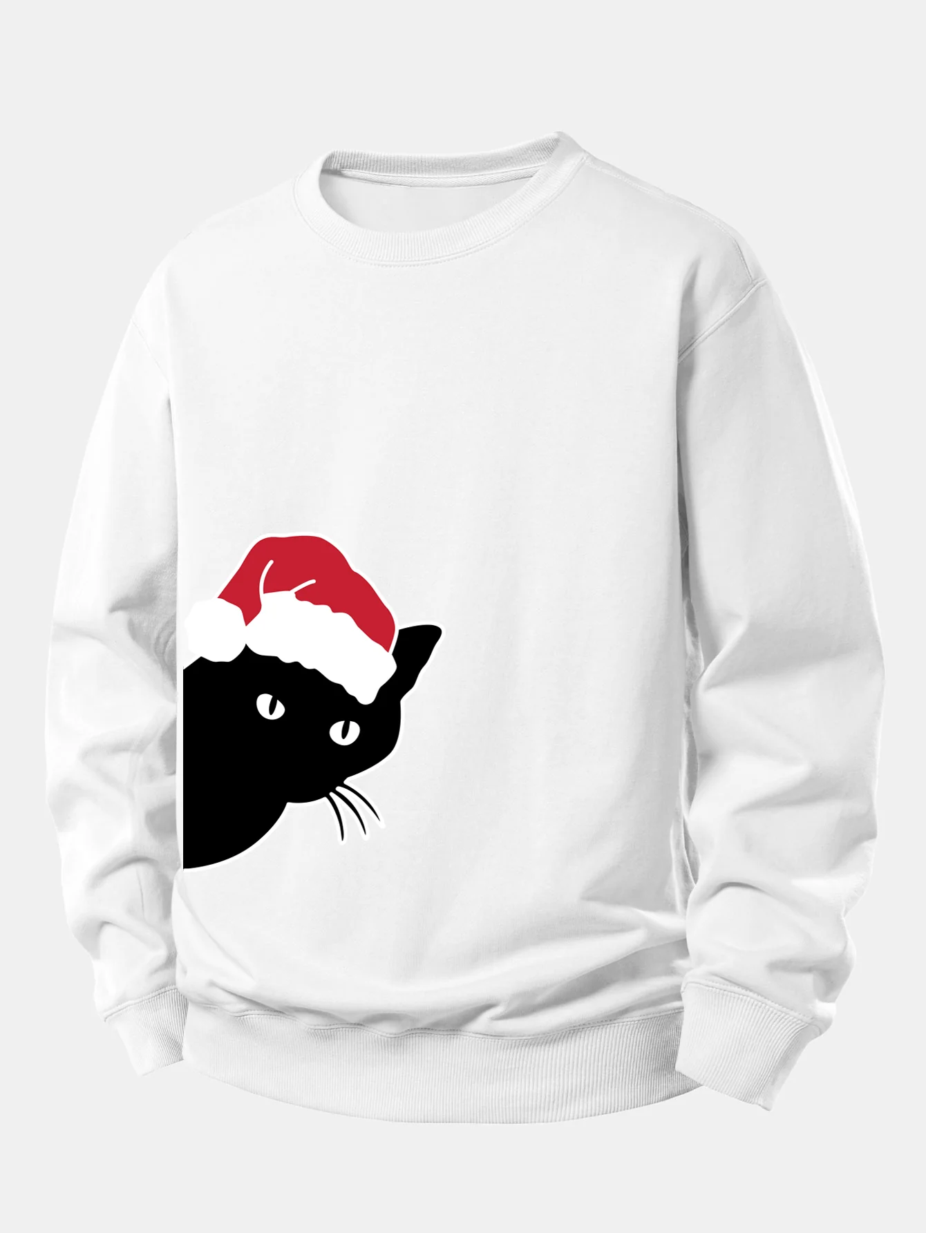 Christmas Black Cat Print Relax Fit Sweatshirt - Image 4