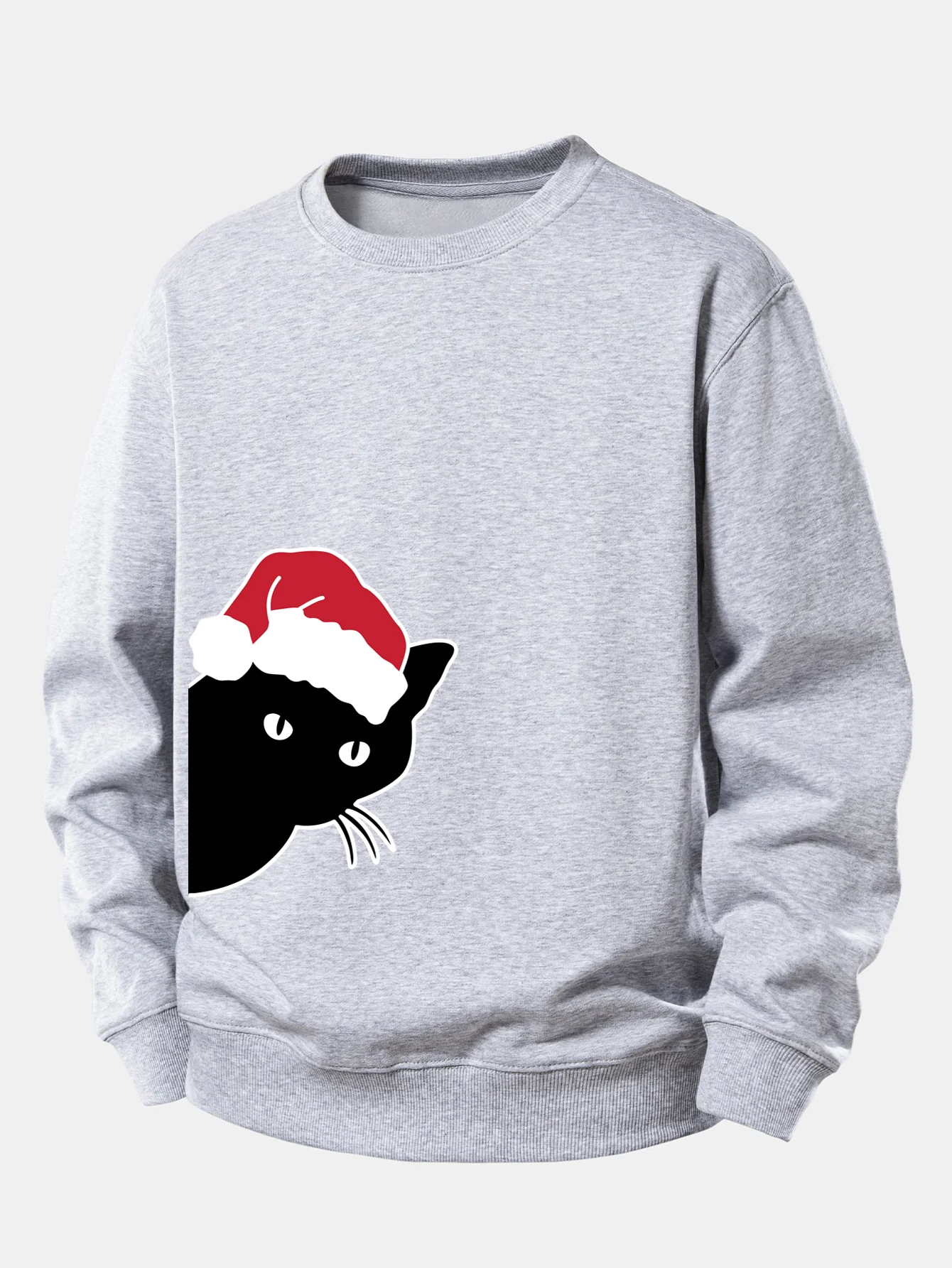 Christmas Black Cat Print Relax Fit Sweatshirt - Image 5