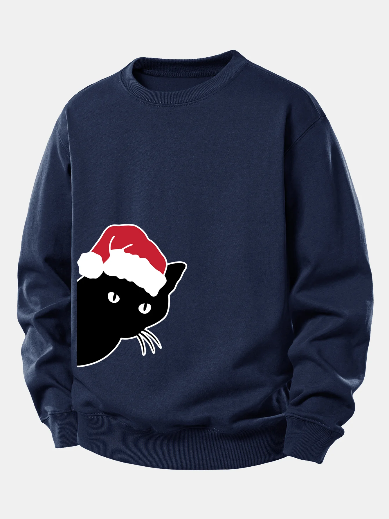 Christmas Black Cat Print Relax Fit Sweatshirt - Image 6