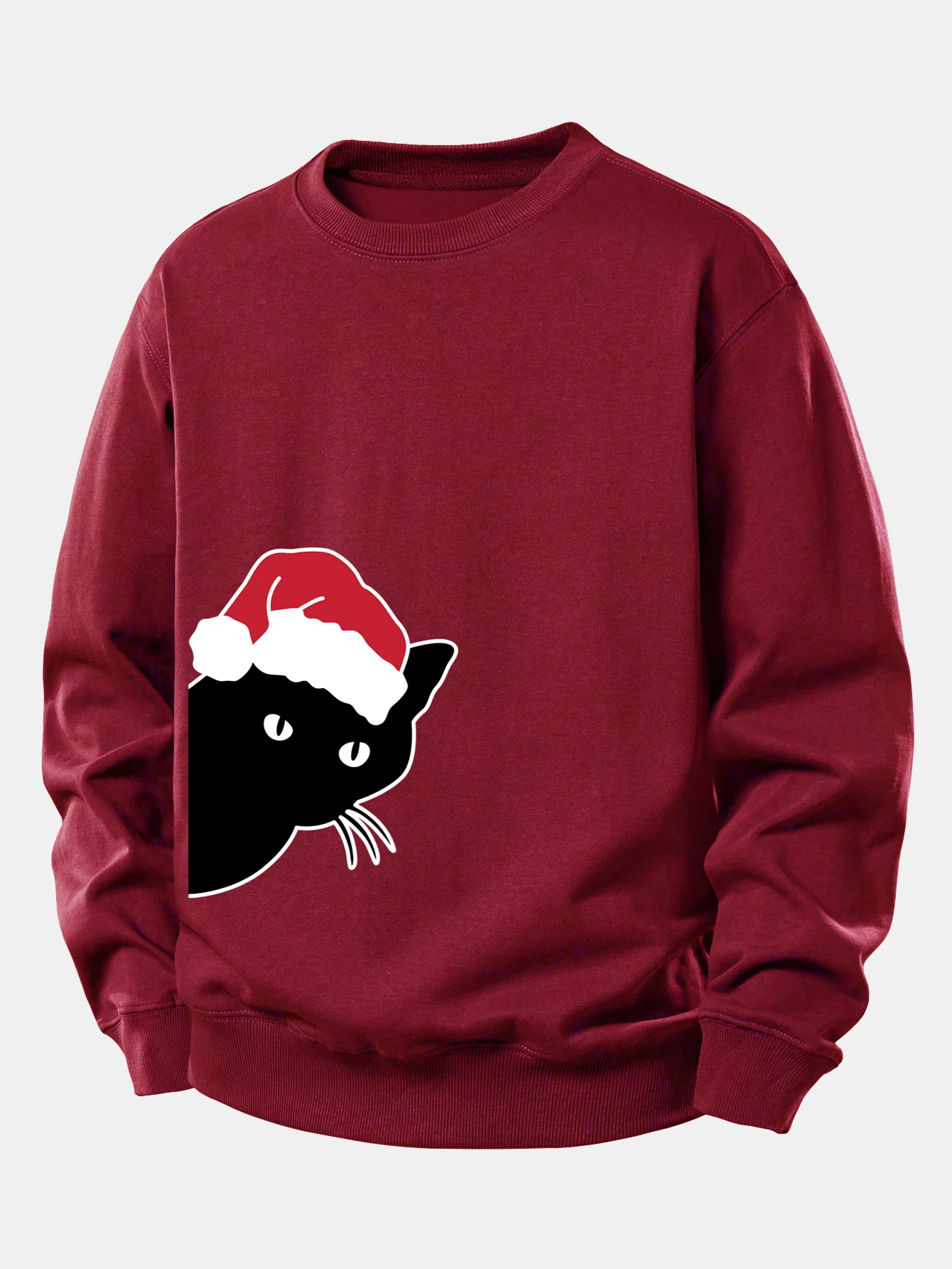 Christmas Black Cat Print Relax Fit Sweatshirt - Image 7