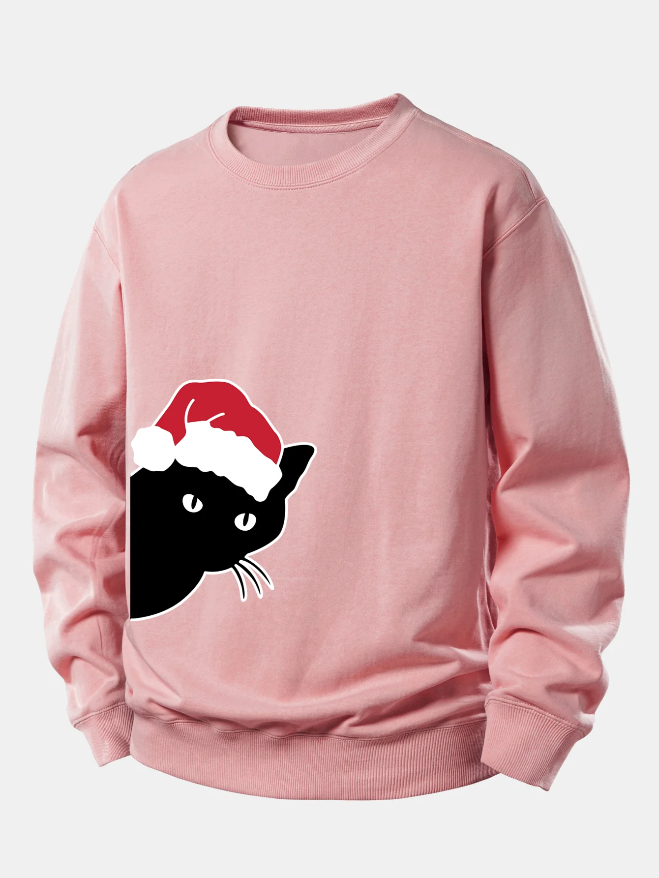Christmas Black Cat Print Relax Fit Sweatshirt - Image 8