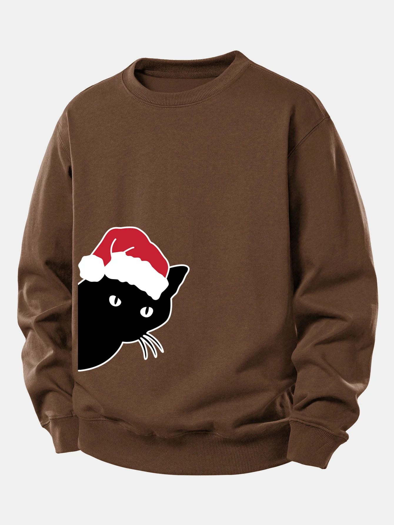 Christmas Black Cat Print Relax Fit Sweatshirt - Image 9