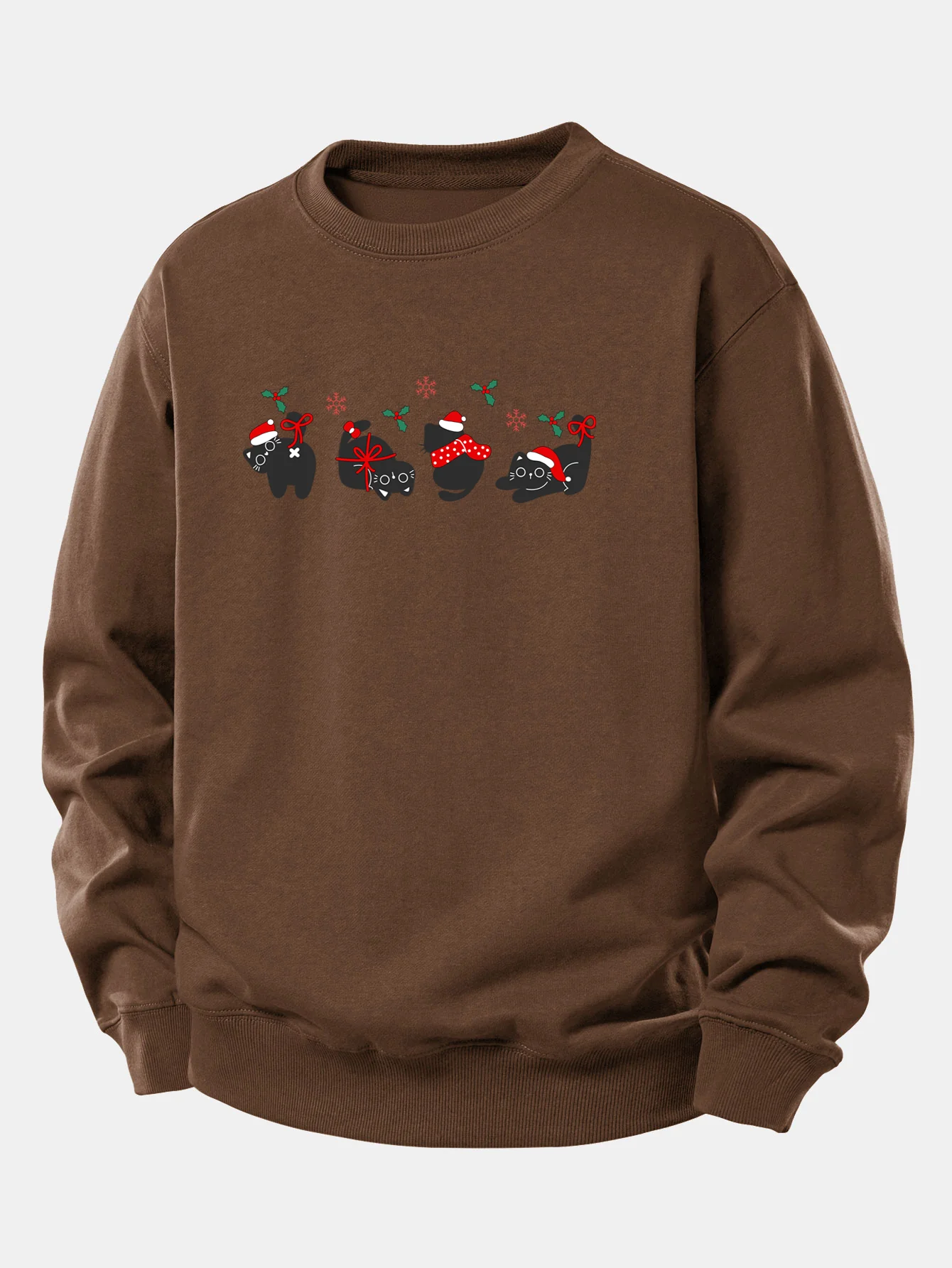 Christmas Black Cat Print Relax Fit Sweatshirt - Image 8