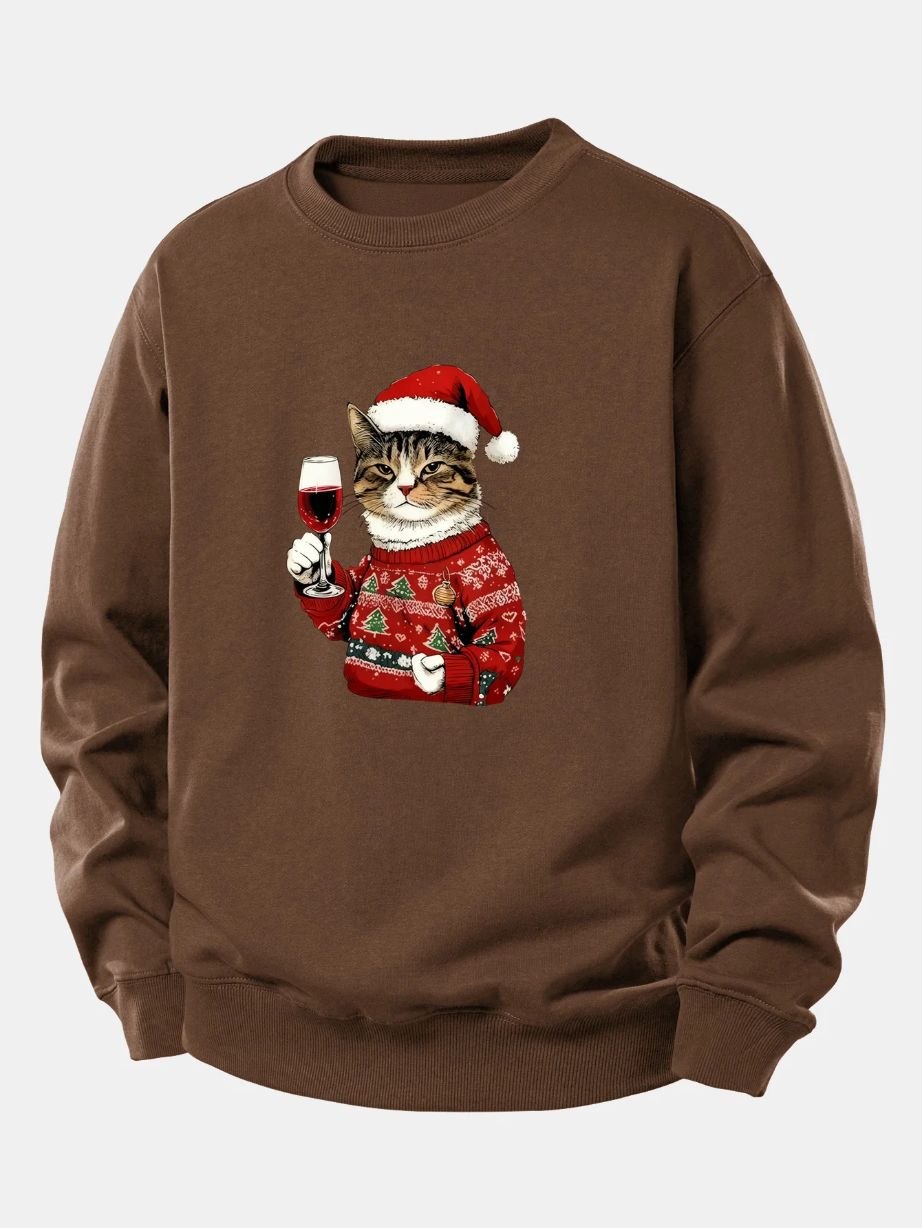 Christmas Cat Print Relax Fit Sweatshirt - Image 9