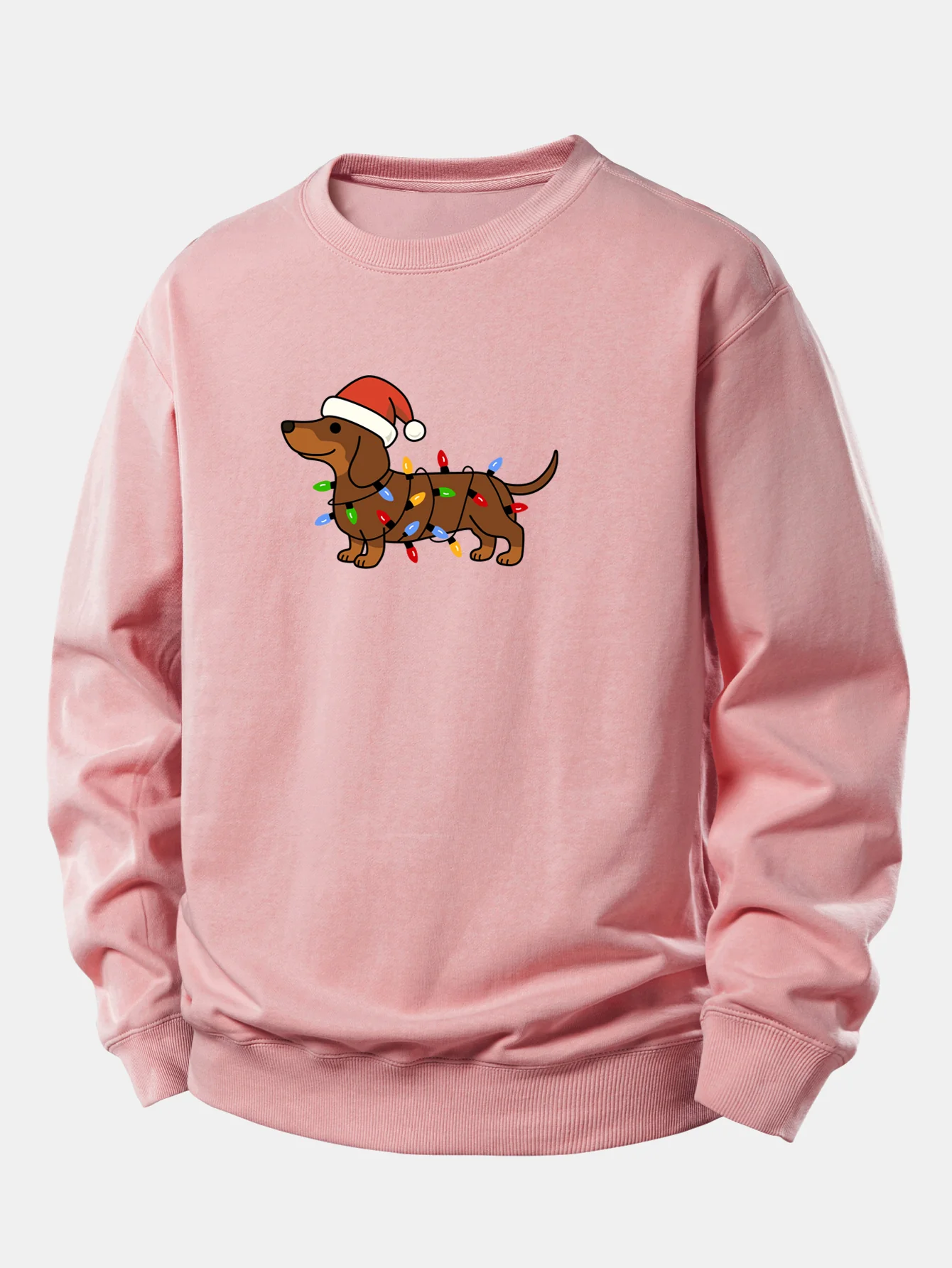 Christmas Colorful Light Dog Print Relax Fit Sweatshirt - Image 10