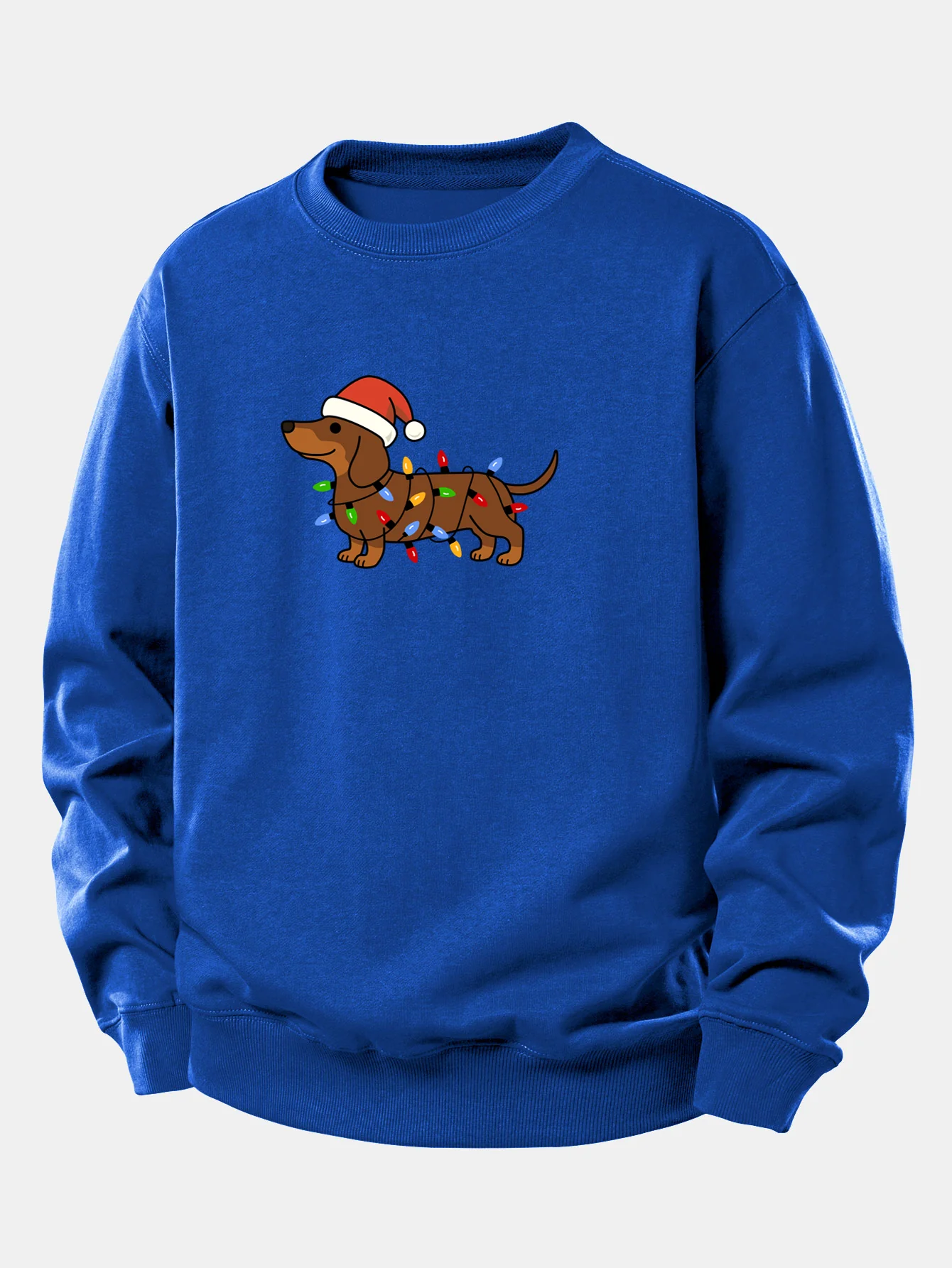 Christmas Colorful Light Dog Print Relax Fit Sweatshirt - Image 11
