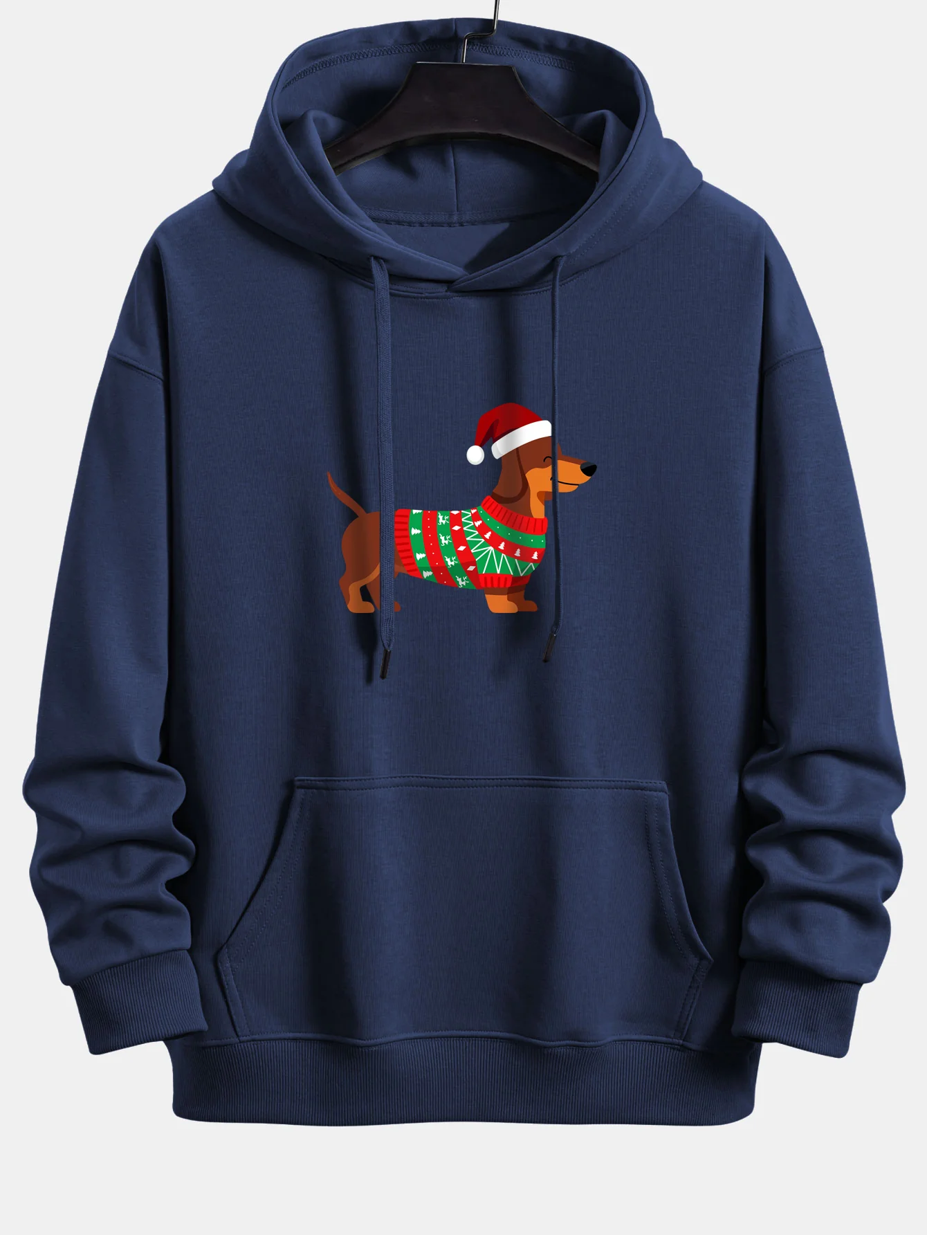 Christmas Dachshund Print Relax Fit Hoodie - Image 7