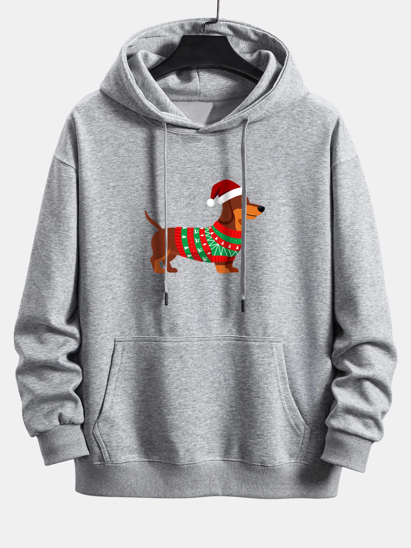 Christmas Dachshund Print Relax Fit Hoodie - Image 8