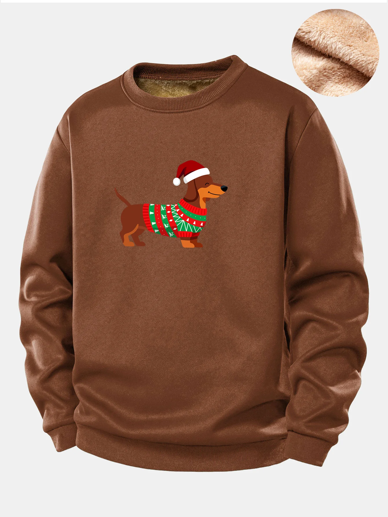 Christmas Dachshund Print Teddy Fleece Lined Sweatshirt - Image 5