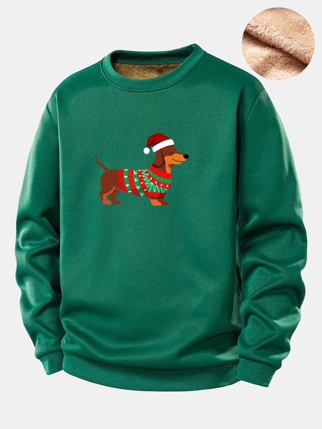 Christmas Dachshund Print Teddy Fleece Lined Sweatshirt - Image 6