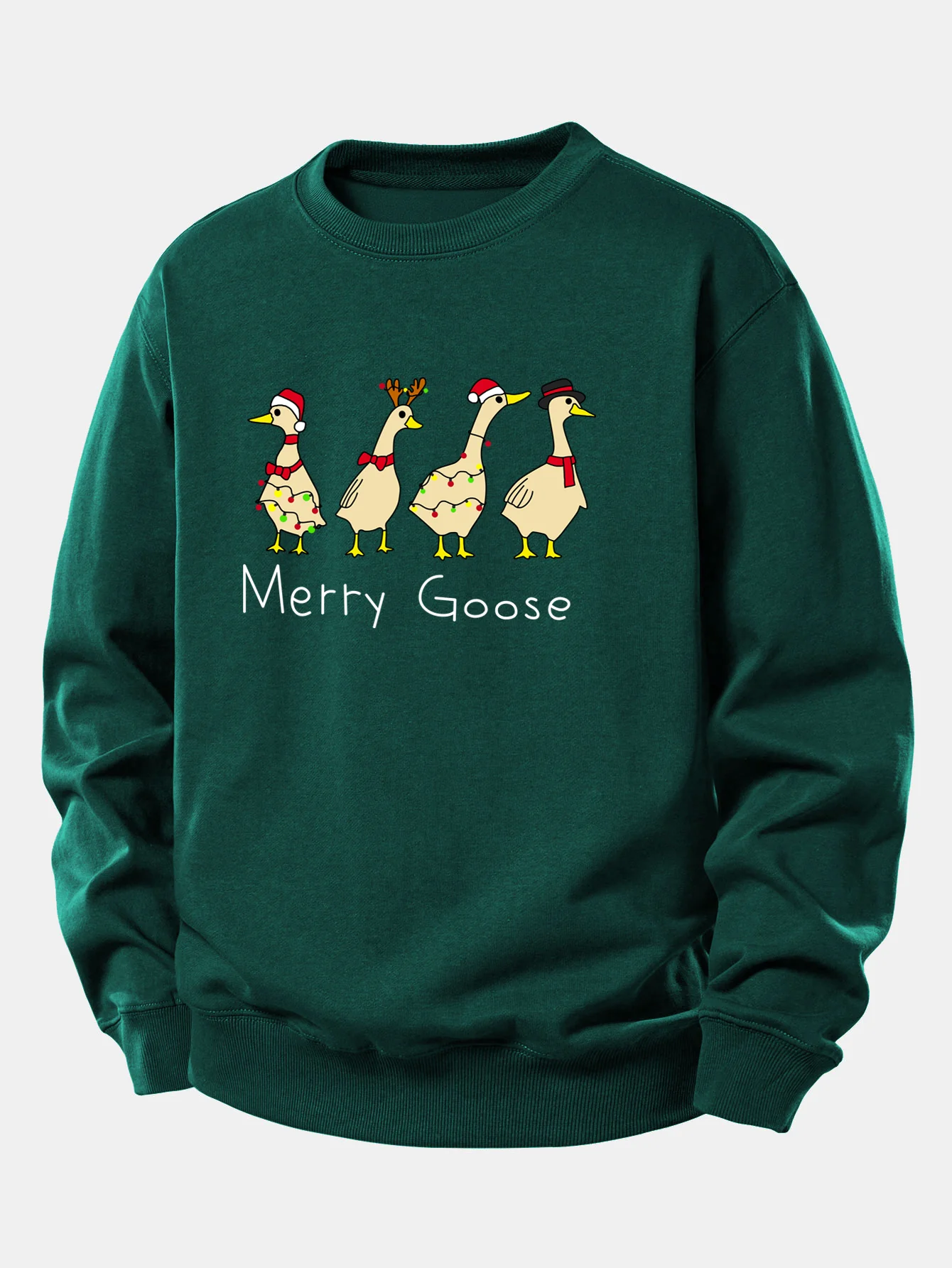 Weihnachtsente Druck Locker Geschnittenes Sweatshirt