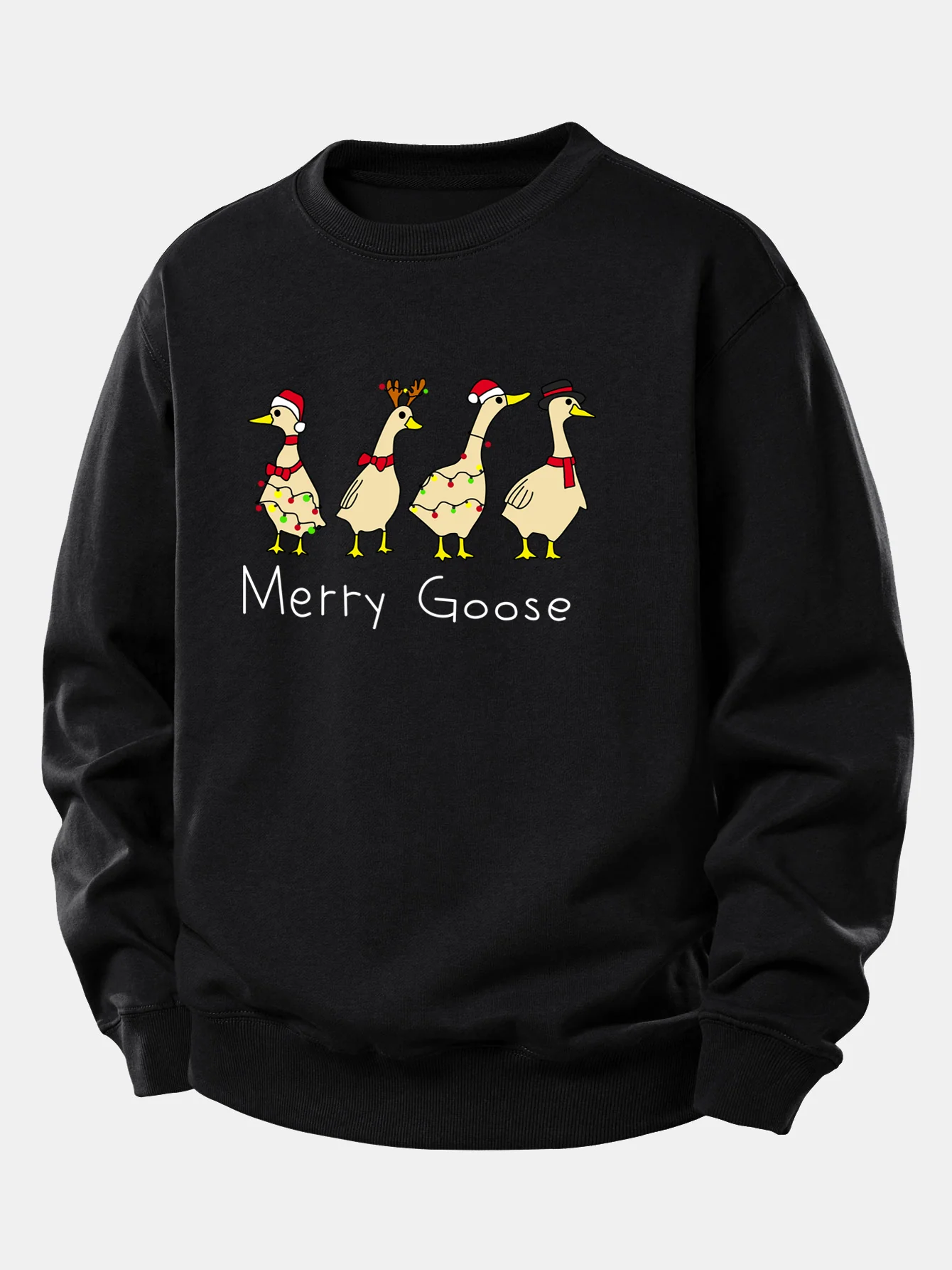 Weihnachtsente Druck Locker Geschnittenes Sweatshirt - Image 2