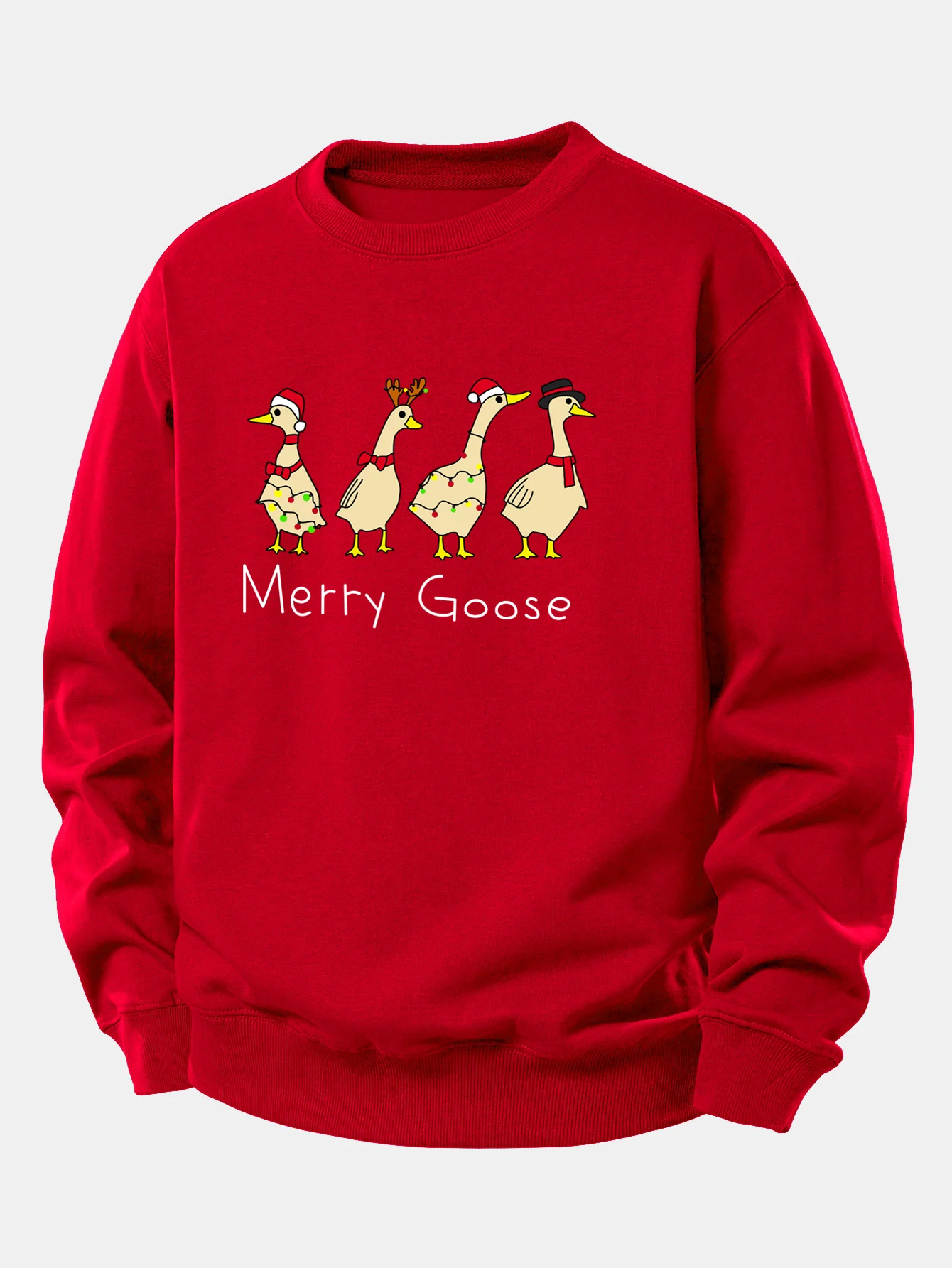 Weihnachtsente Druck Locker Geschnittenes Sweatshirt - Image 3